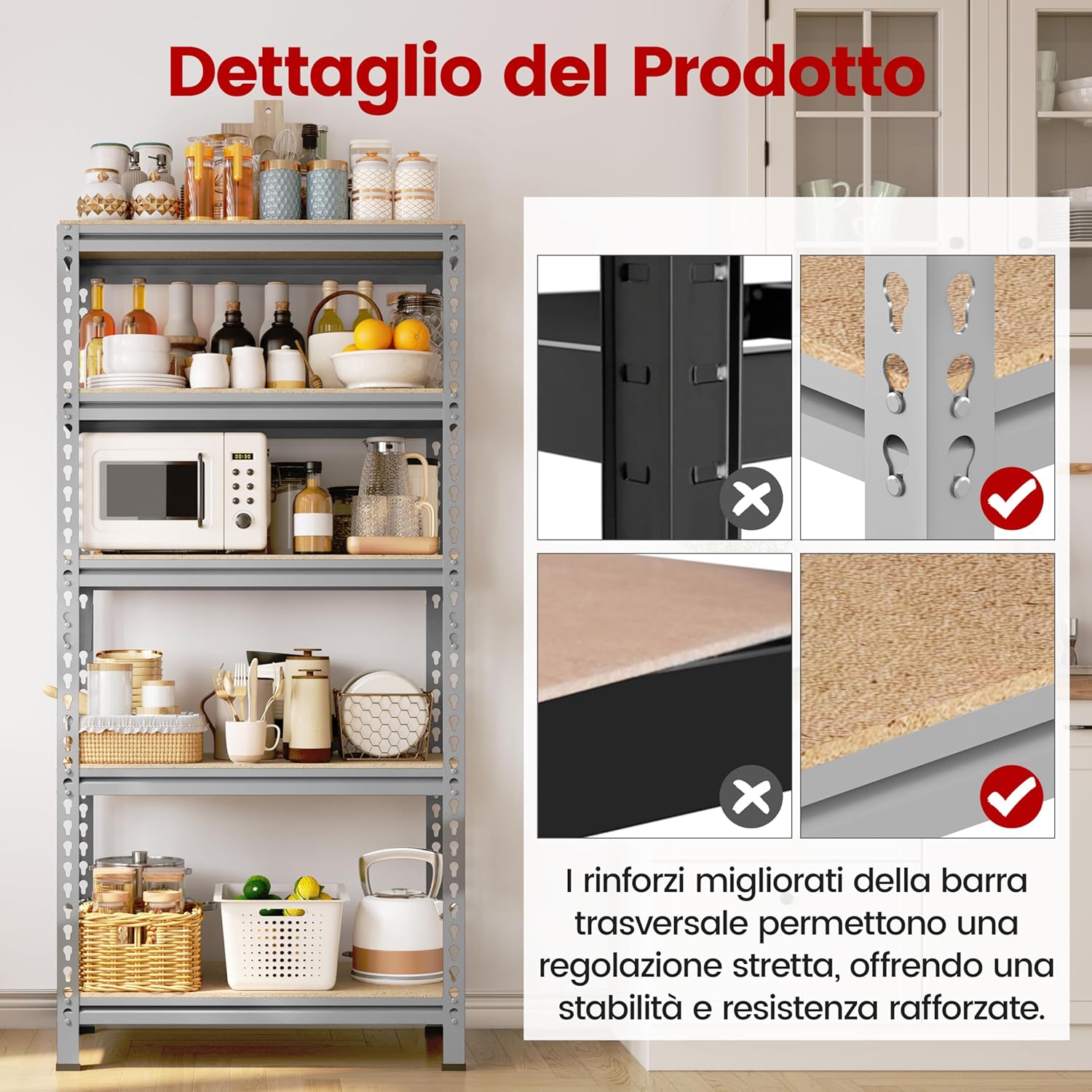 Yaheetech Scaffale Garage Metallo 5 Ripiani 150x70x30cm - immagine 6