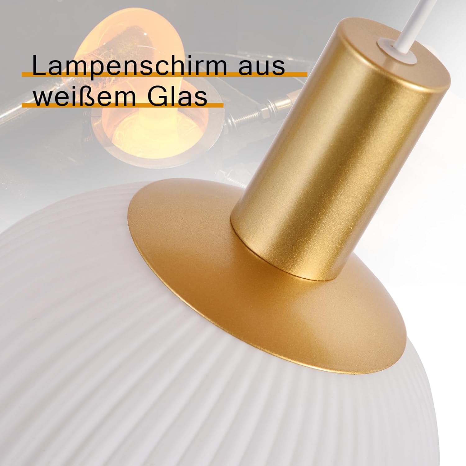 Lampada a Sospensione 4 Fiamme in Vetro, Oro - immagine 7