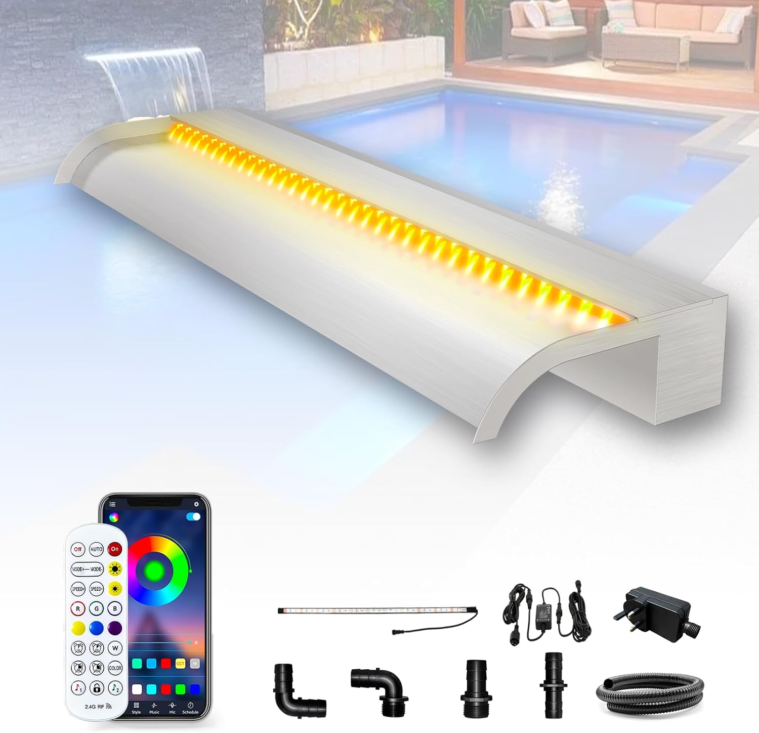 LONGRUN Set Lame a Cascata per Stagno 60cm