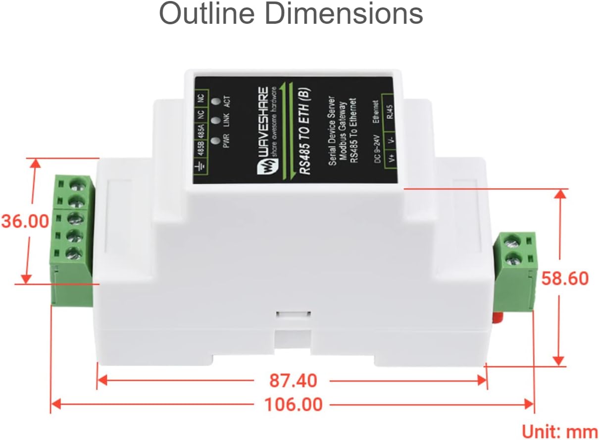 Waveshare RS485 to RJ45 Ethernet Converter Module | Velz