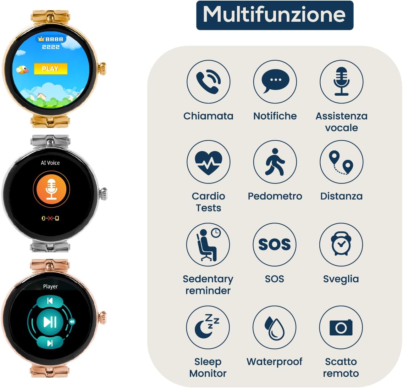 Techmade Smartwatch Niah Lyra per donne, Gold - immagine 6