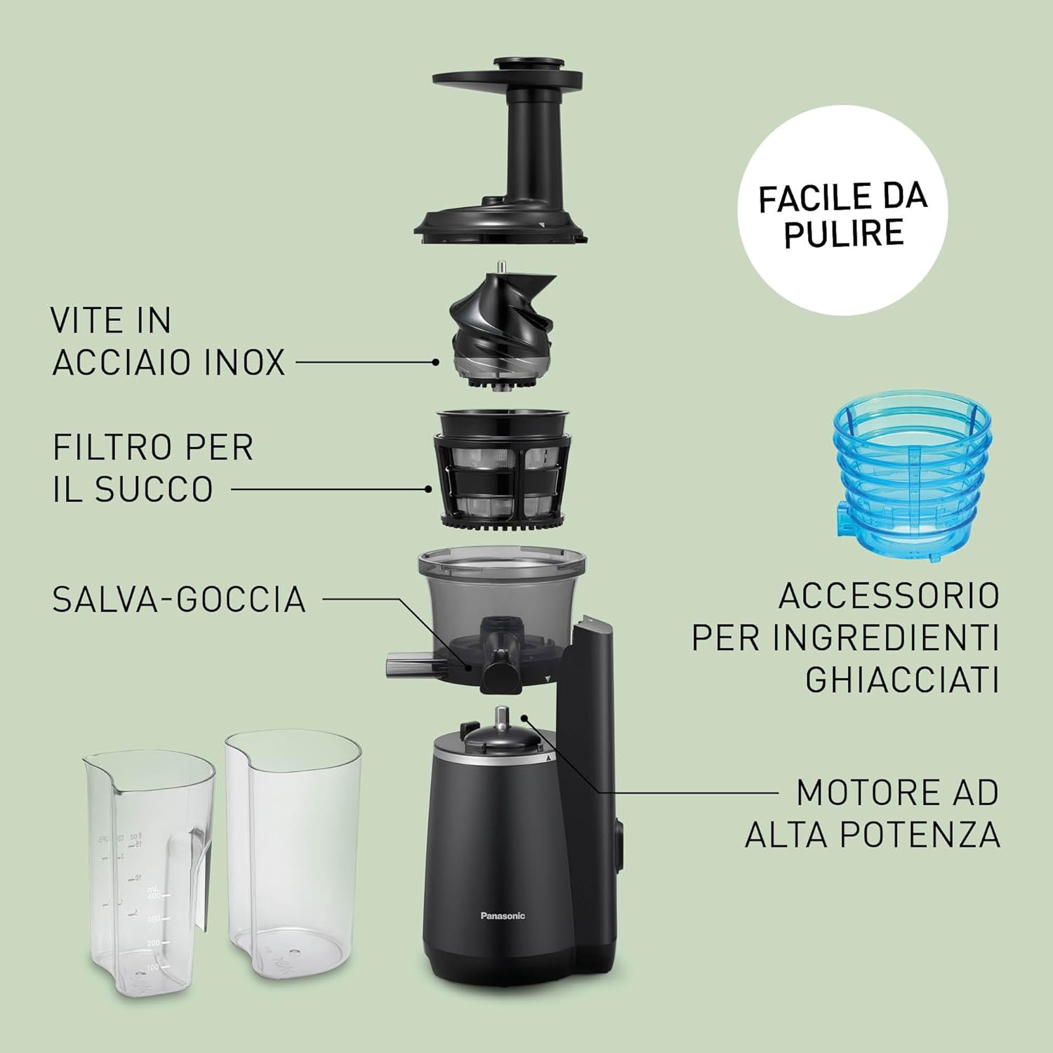 Panasonic Slow Juicer MJ-L501KXE - Estrattore 150W, Nero - immagine 3