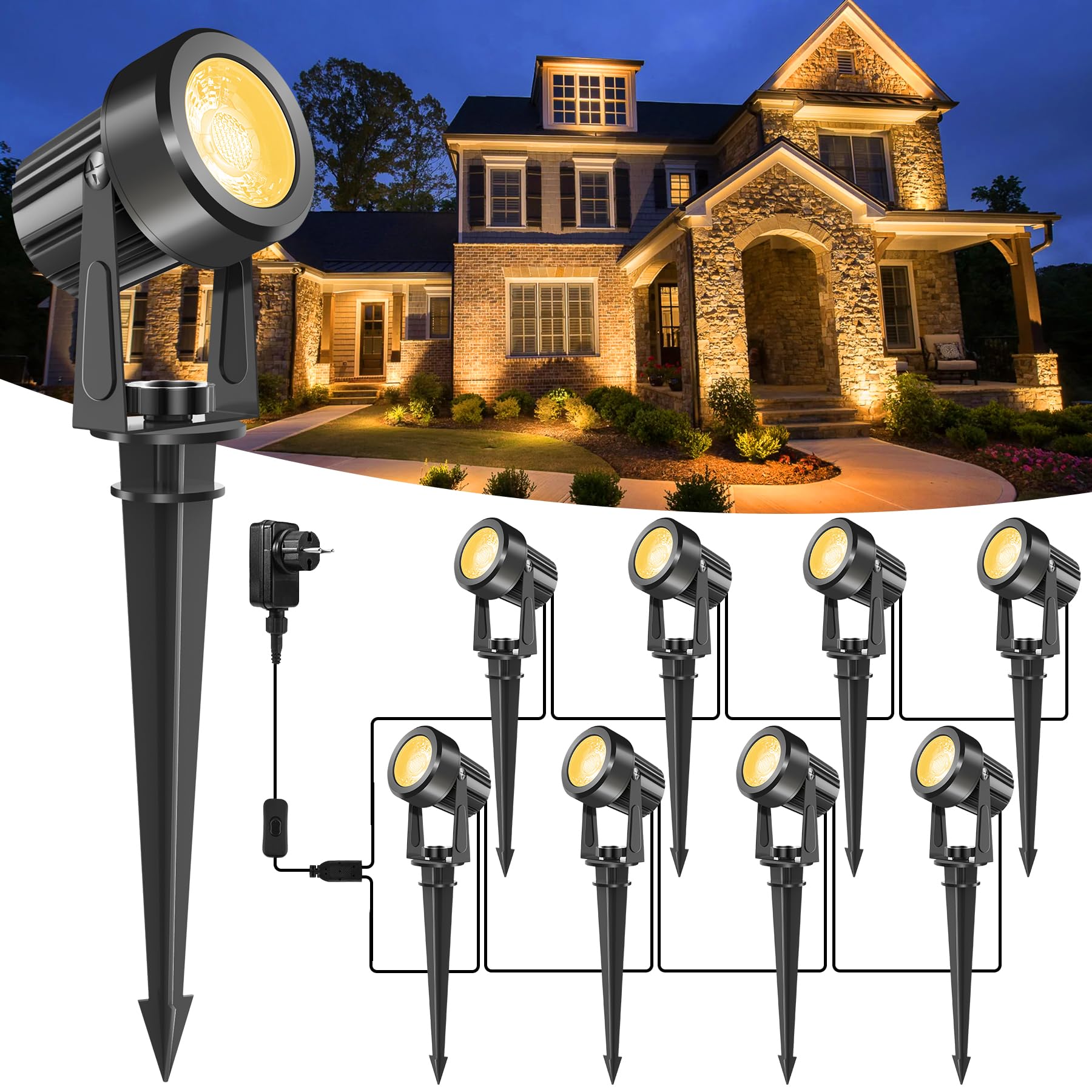 Natpow Faretto LED da Esterno 8 in 1 3000K