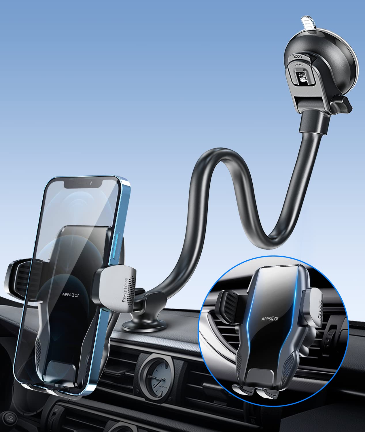 Apps2car Supporto Cellulare Auto Ventosa 360°