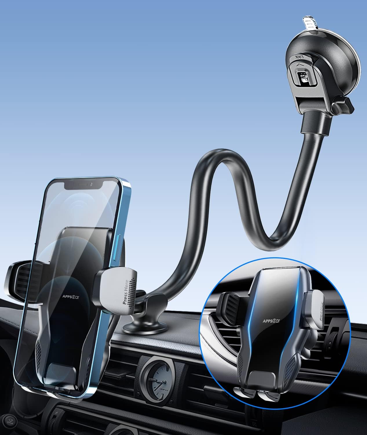 Apps2car Supporto Cellulare Auto Ventosa 360° - immagine 1