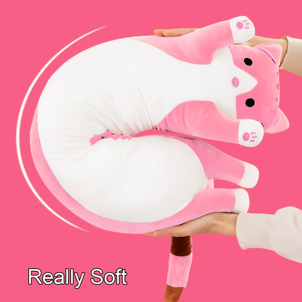 Kekeso Gatto Peluche Cuscino Lungo 130cm, Pink - immagine 5