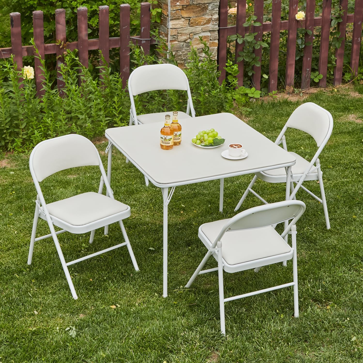 Kaihaowin Tavolo Pieghevole Quadrato 80x80cm, Bianco - immagine 2