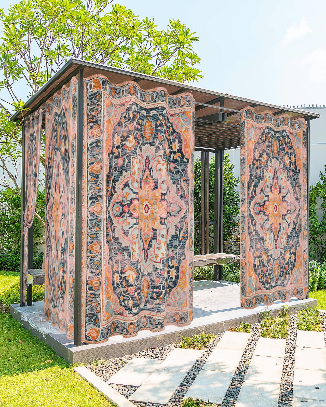 Tende da Esterno Rustiche Bohémien per Patio (2 Pannelli)