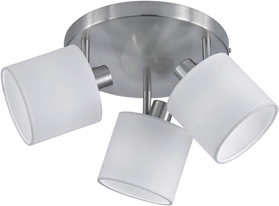 Reality Leuchten Tommy - Barra con faretti in metallo, nichel opaco/bianco