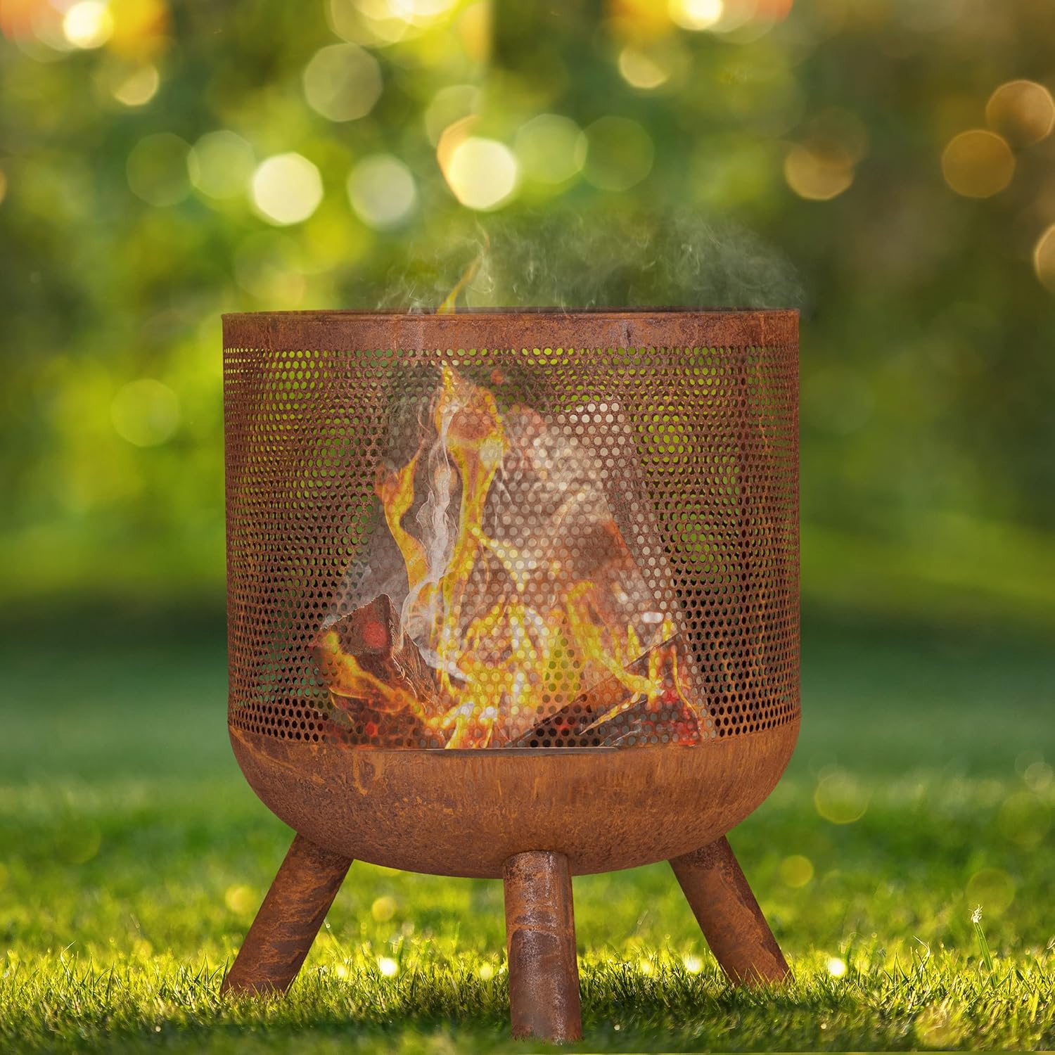 Relaxdays Braciere da Esterno Stile Ruggine, Marrone - immagine 2
