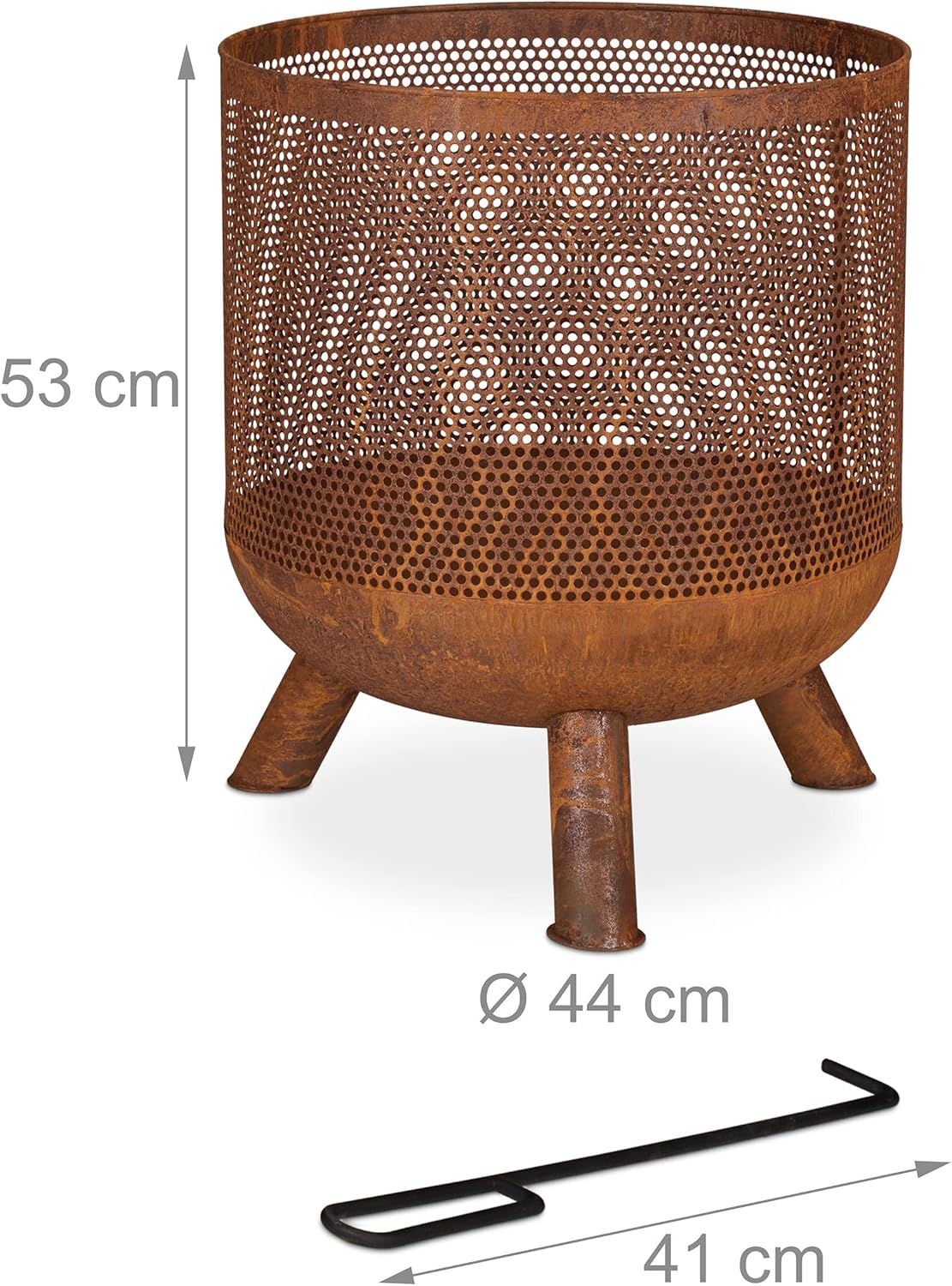 Relaxdays Braciere da Esterno Stile Ruggine, Marrone - immagine 4