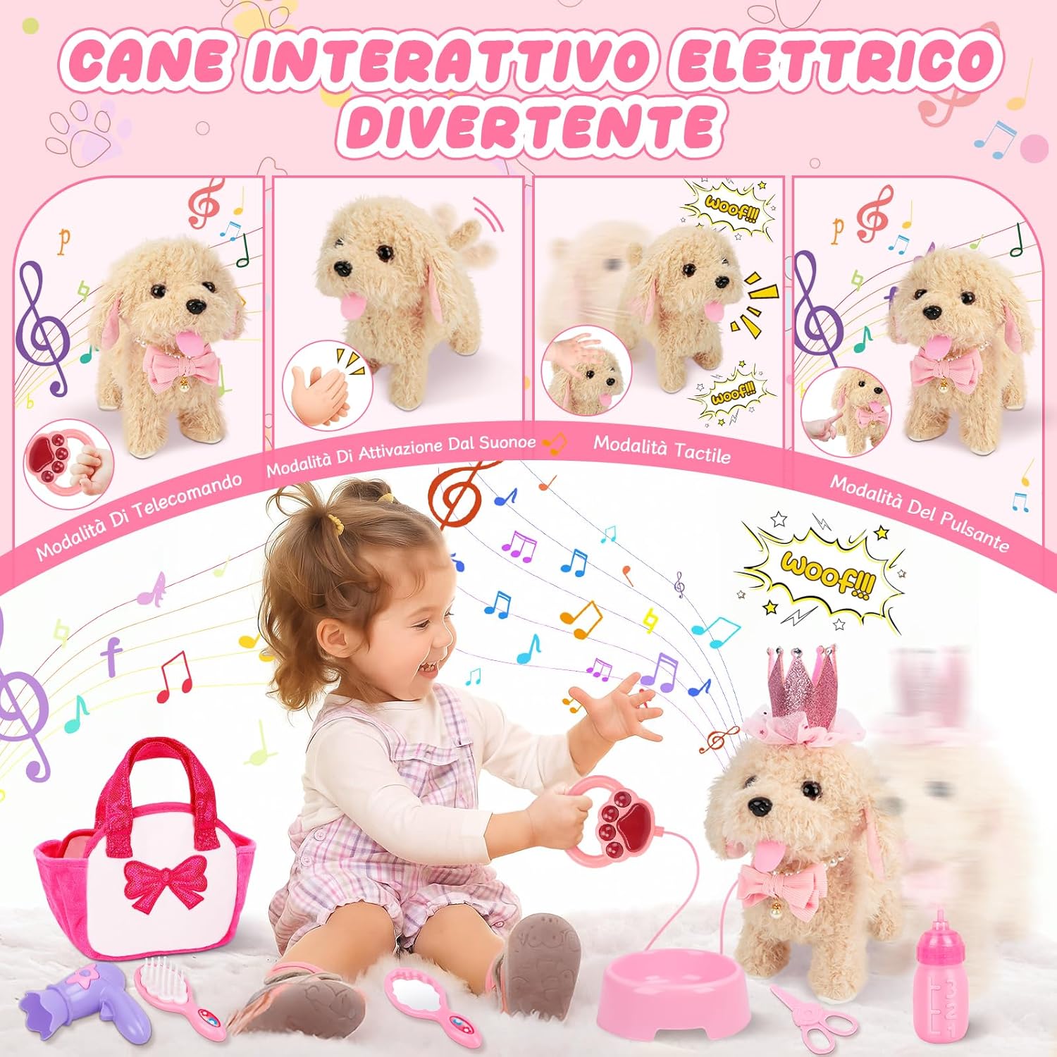 BuntWunder Cagnolino Interattivo che Abbaia e Cammina - immagine 3