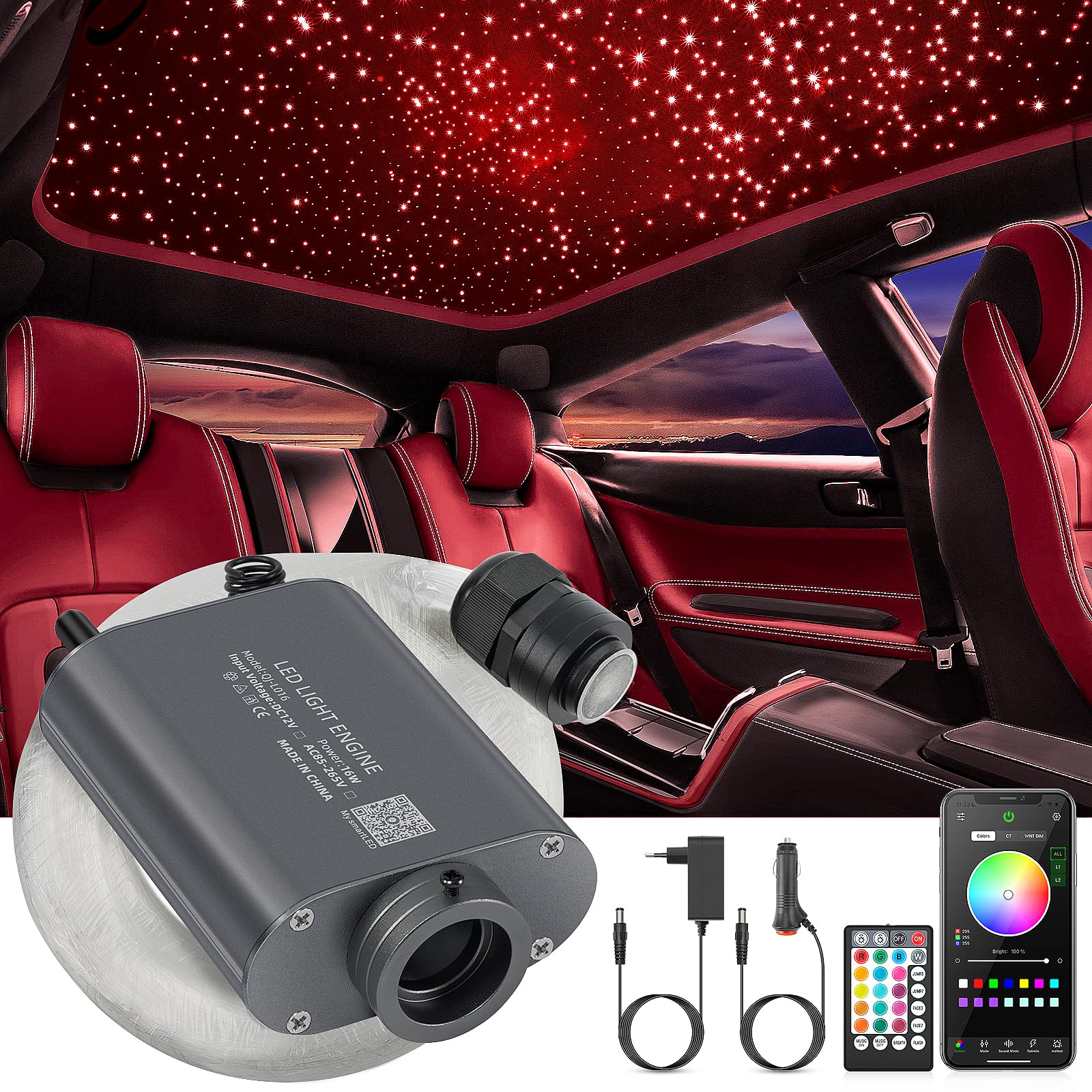 SUNKENET 16W RGBW LED Fibra Ottica Cielo Stellato