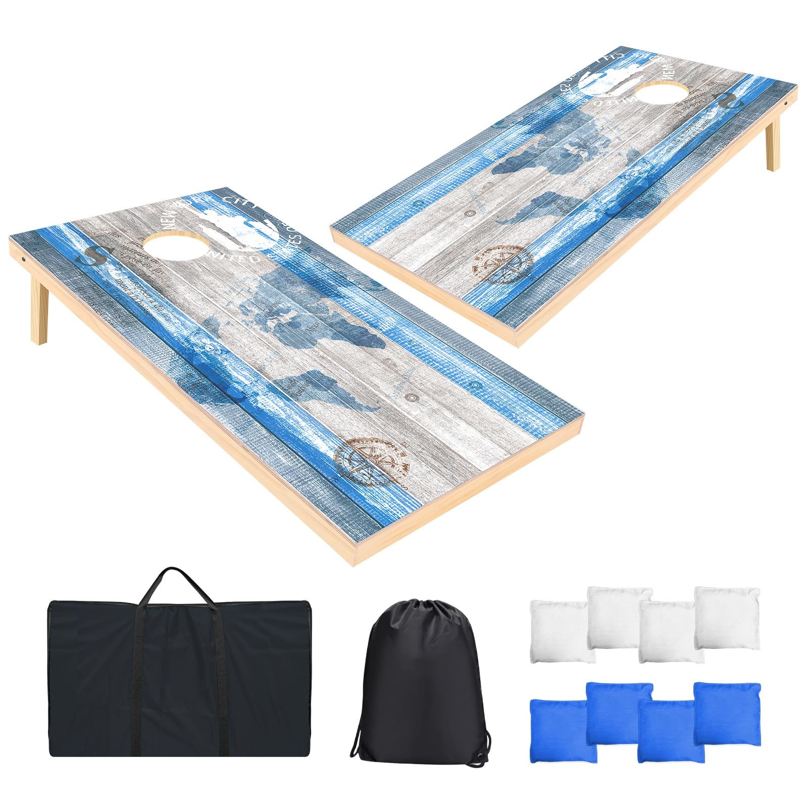 Cornhole Set Gioco in Legno Massello 121x61cm