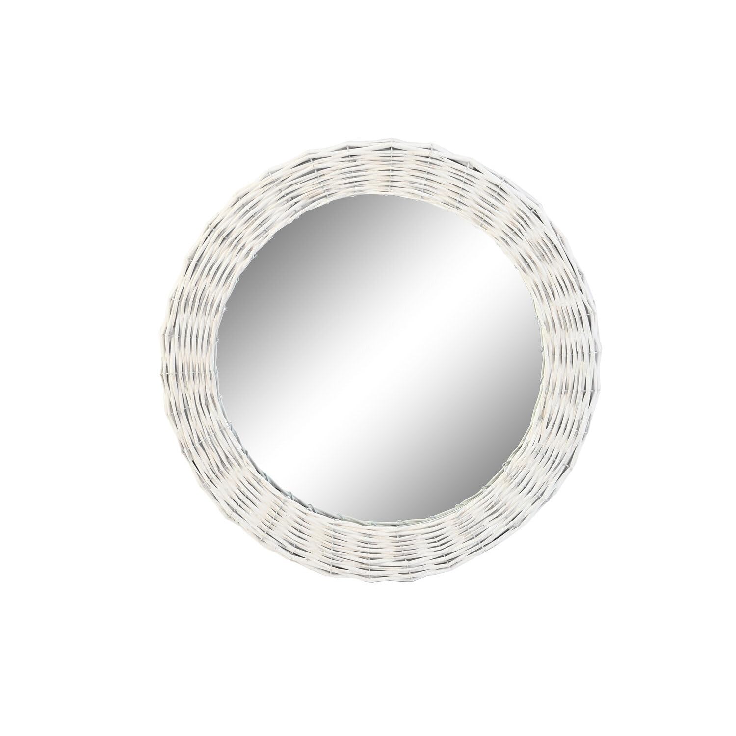 ESPEJO MIMBRE CRISTAL 63X4X63 60 TRENZADO BLANCO