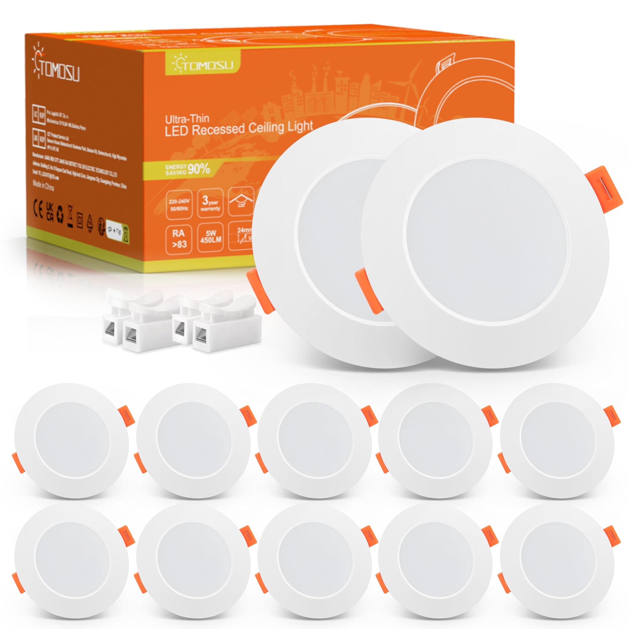 Tomosu Faretti LED Incasso Cartongesso 5W 6000K (10 pz)