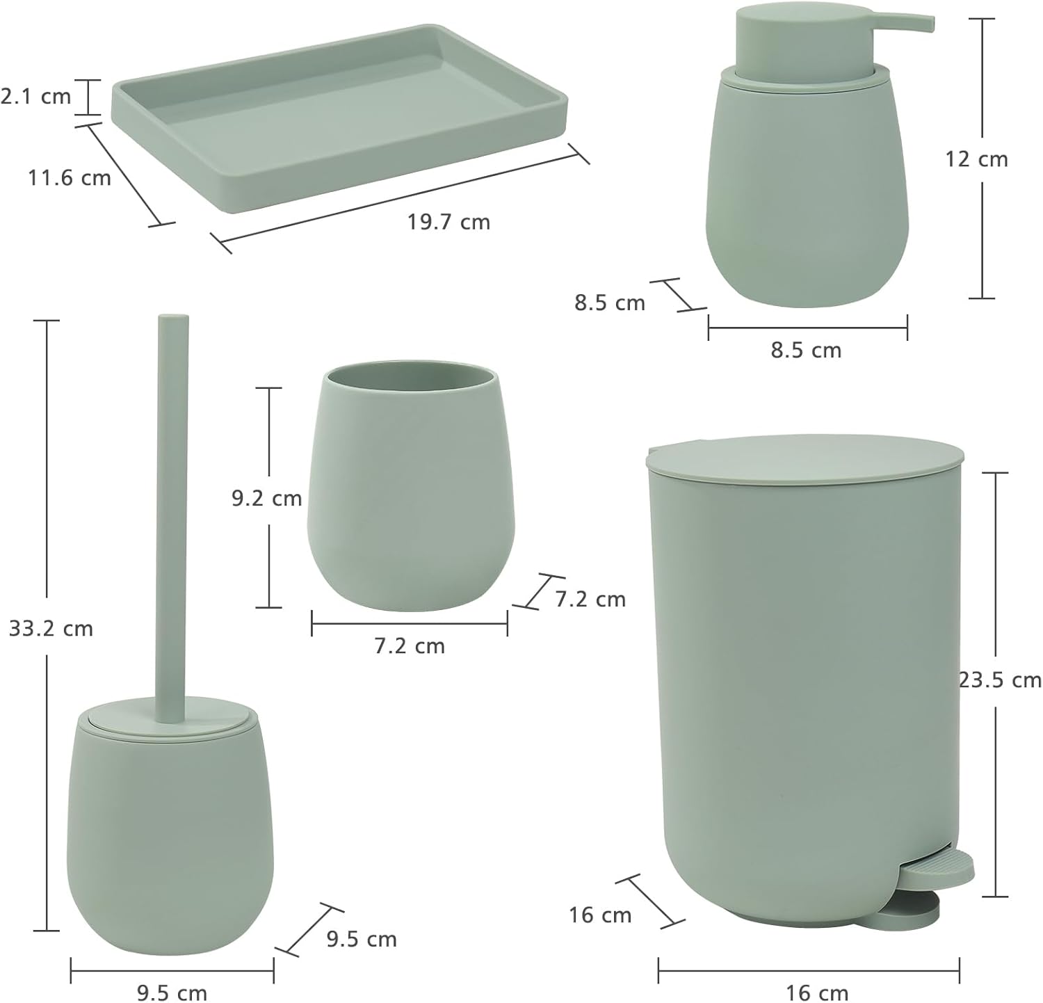 Ajeungain Set Accessori Bagno Completo, Verde - immagine 2