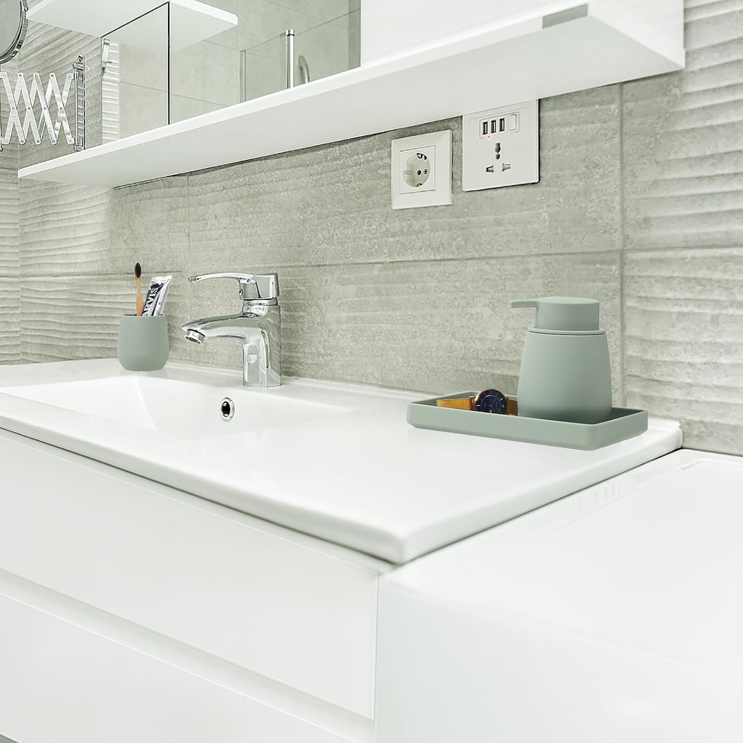 Ajeungain Set Accessori Bagno Completo, Verde - immagine 3