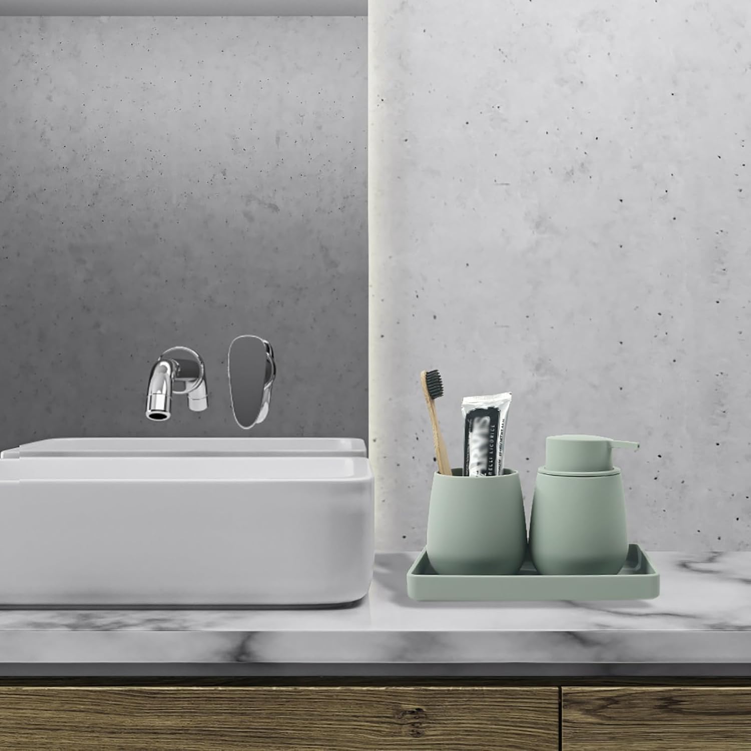 Ajeungain Set Accessori Bagno Completo, Verde - immagine 5