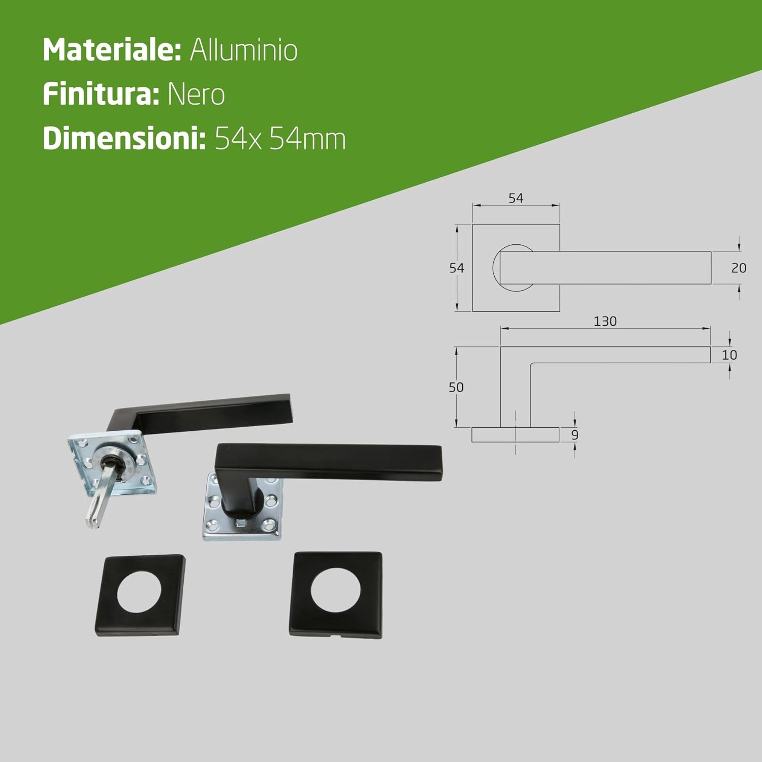 Amig Set 4 Maniglie per Porte Interne SUKI, Nero - immagine 6