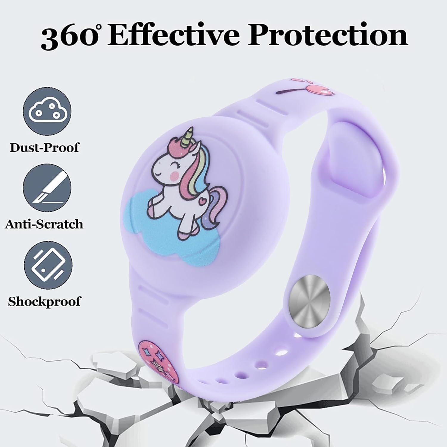 Dingfeiyu Braccialetto per Apple AirTag, Cavallo Viola - immagine 3