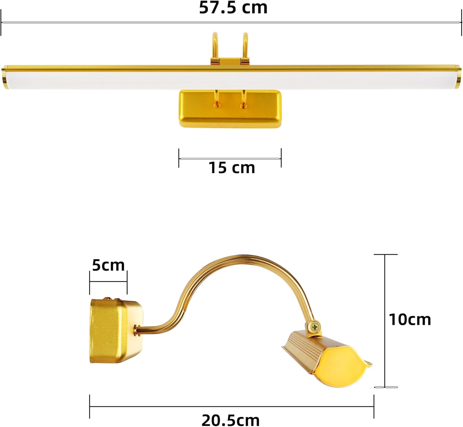 Lampada a Specchio LED Bagno 57cm, Oro - immagine 3
