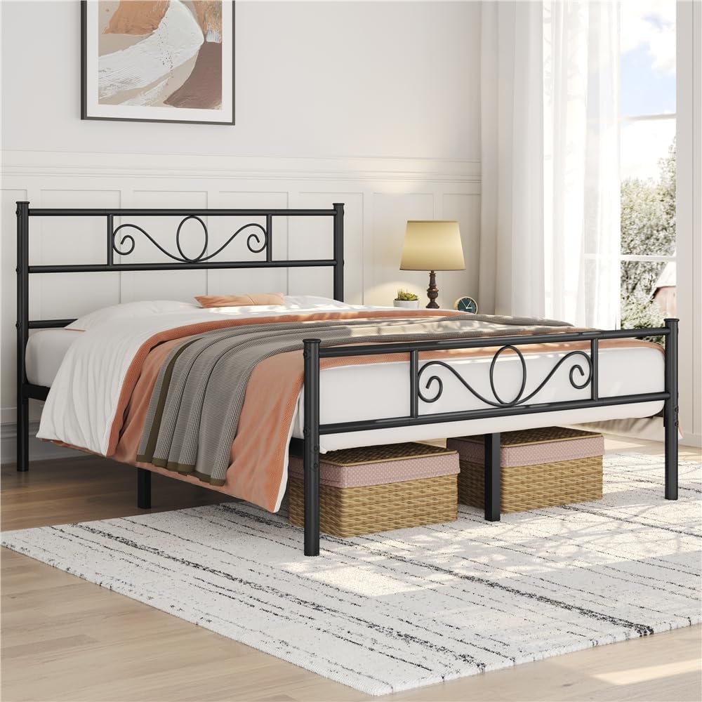 Yaheetech Struttura Letto Matrimoniale 160x200cm, Nero - immagine 3