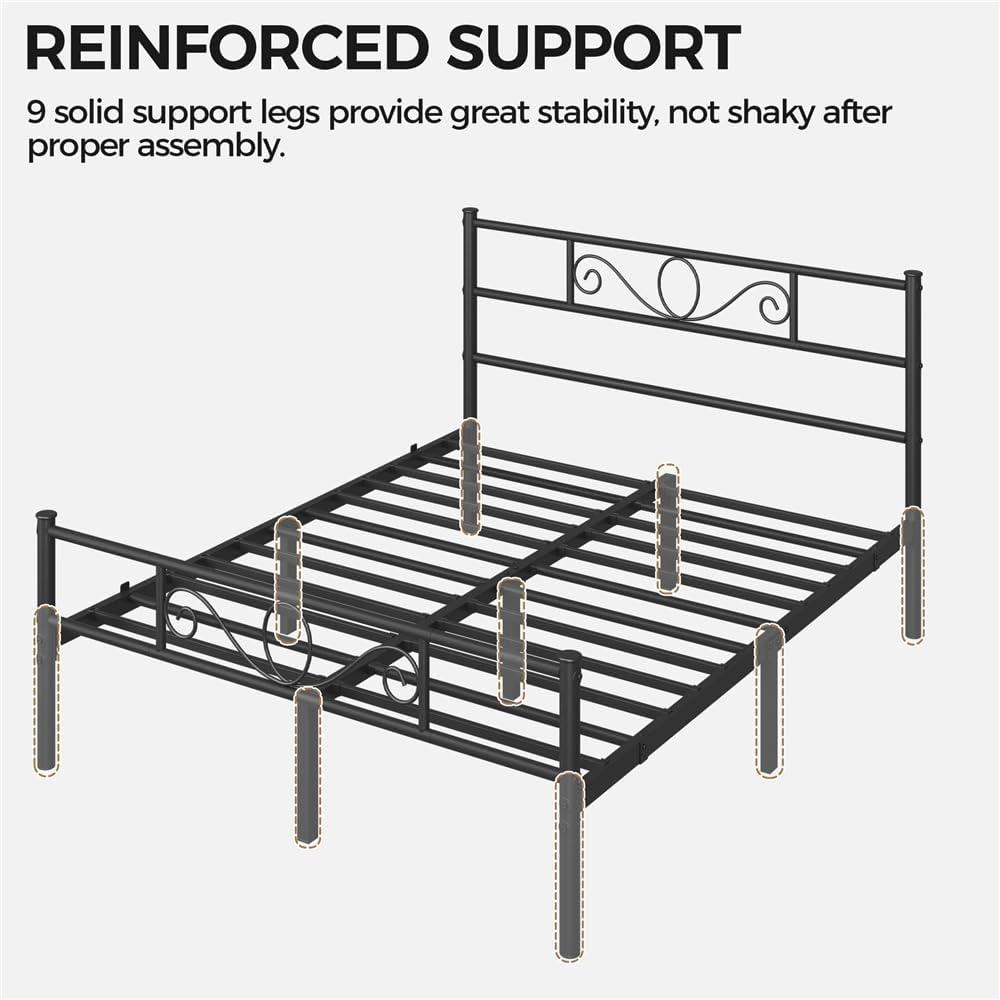Yaheetech Struttura Letto Matrimoniale 160x200cm, Nero - immagine 4