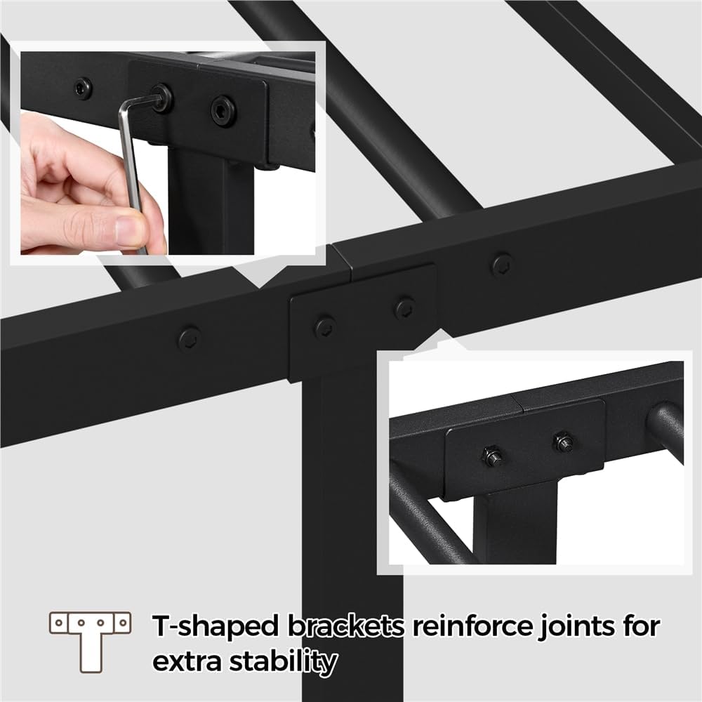 Yaheetech Struttura Letto Matrimoniale 160x200cm, Nero - immagine 6