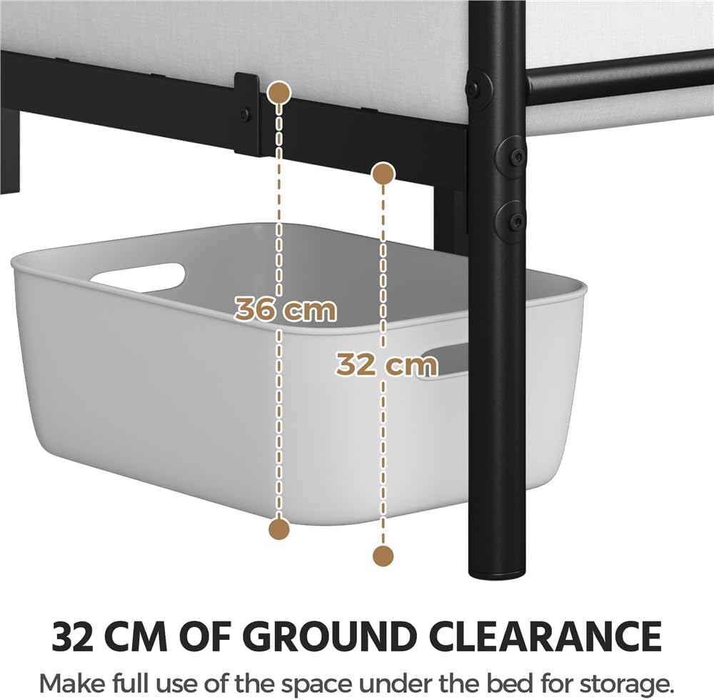 Yaheetech Struttura Letto Matrimoniale 160x200cm, Nero - immagine 7
