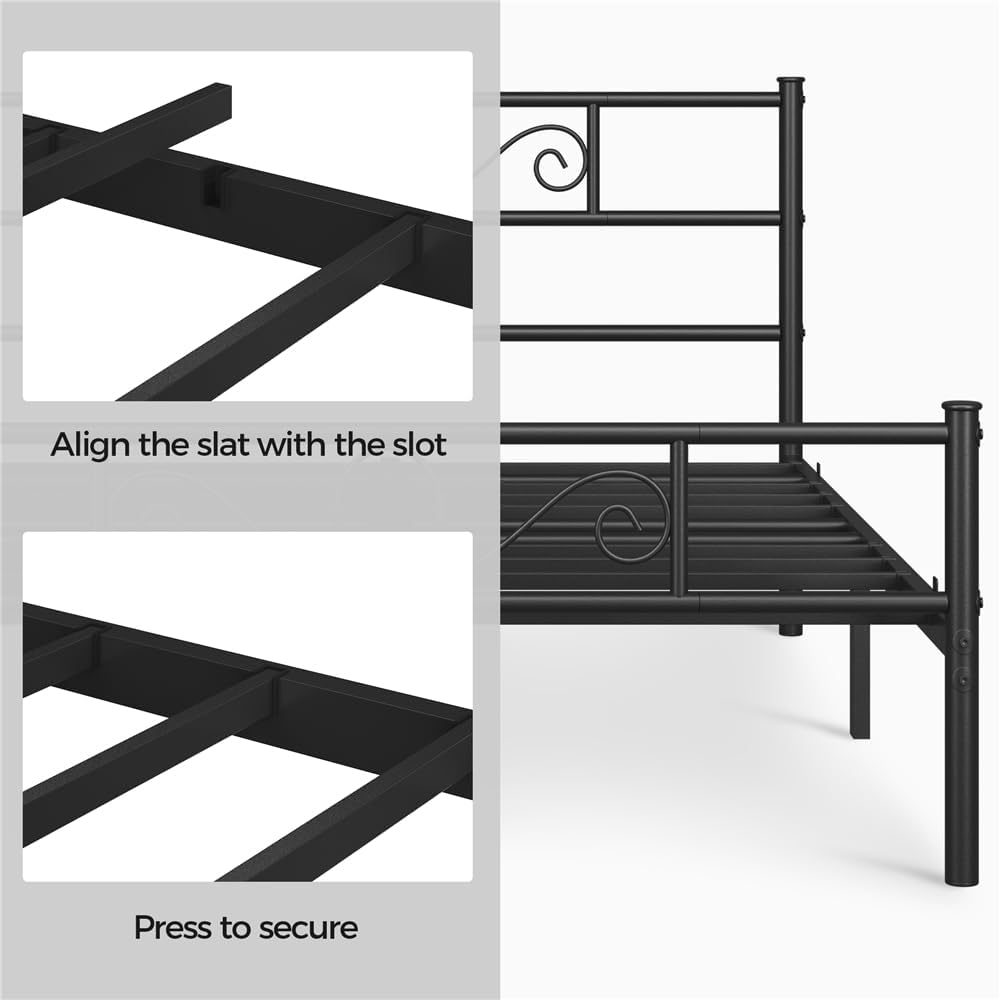 Yaheetech Struttura Letto Matrimoniale 160x200cm, Nero - immagine 8