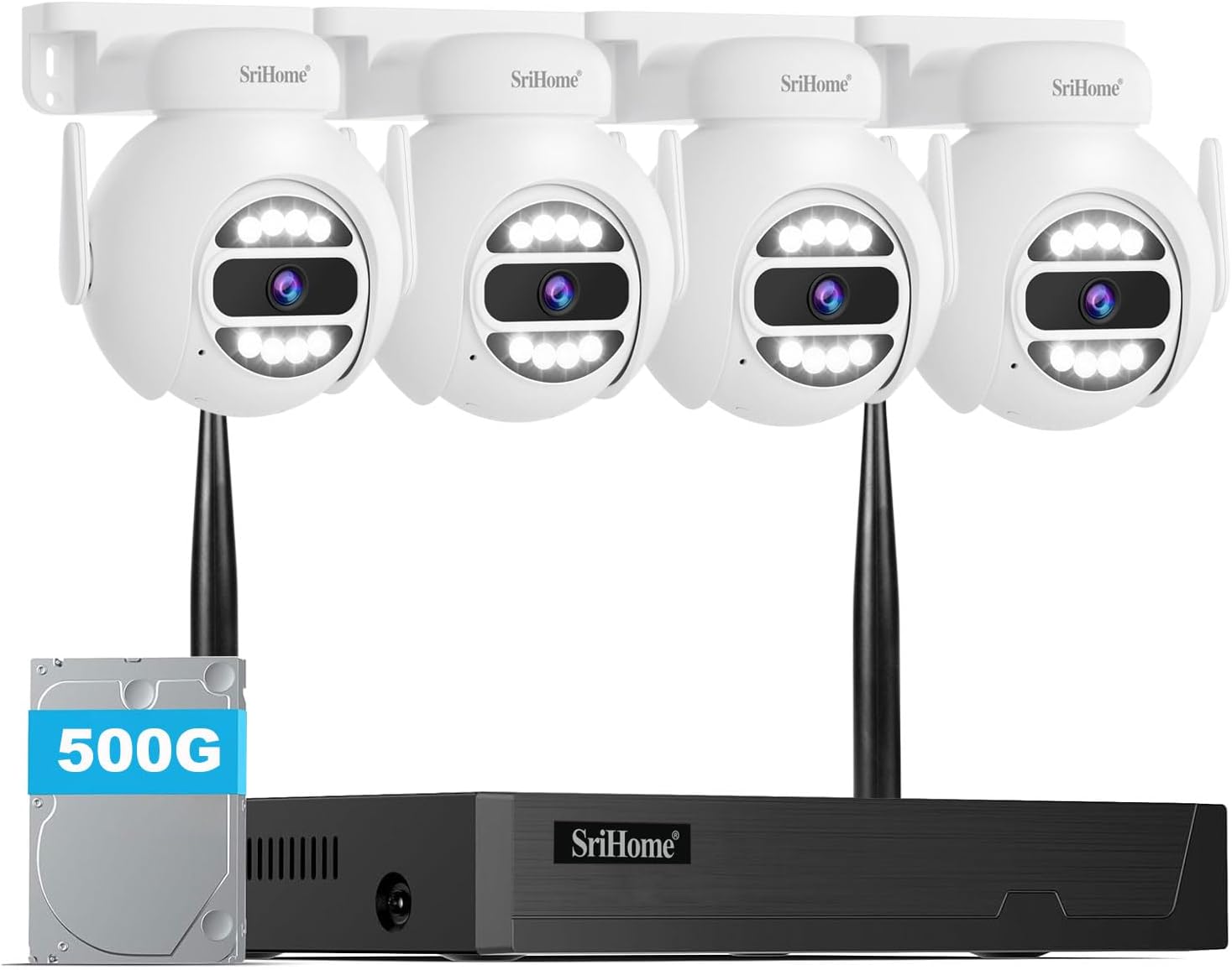 Srihome PTZ Telecamera di Sorveglianza NVS Kit