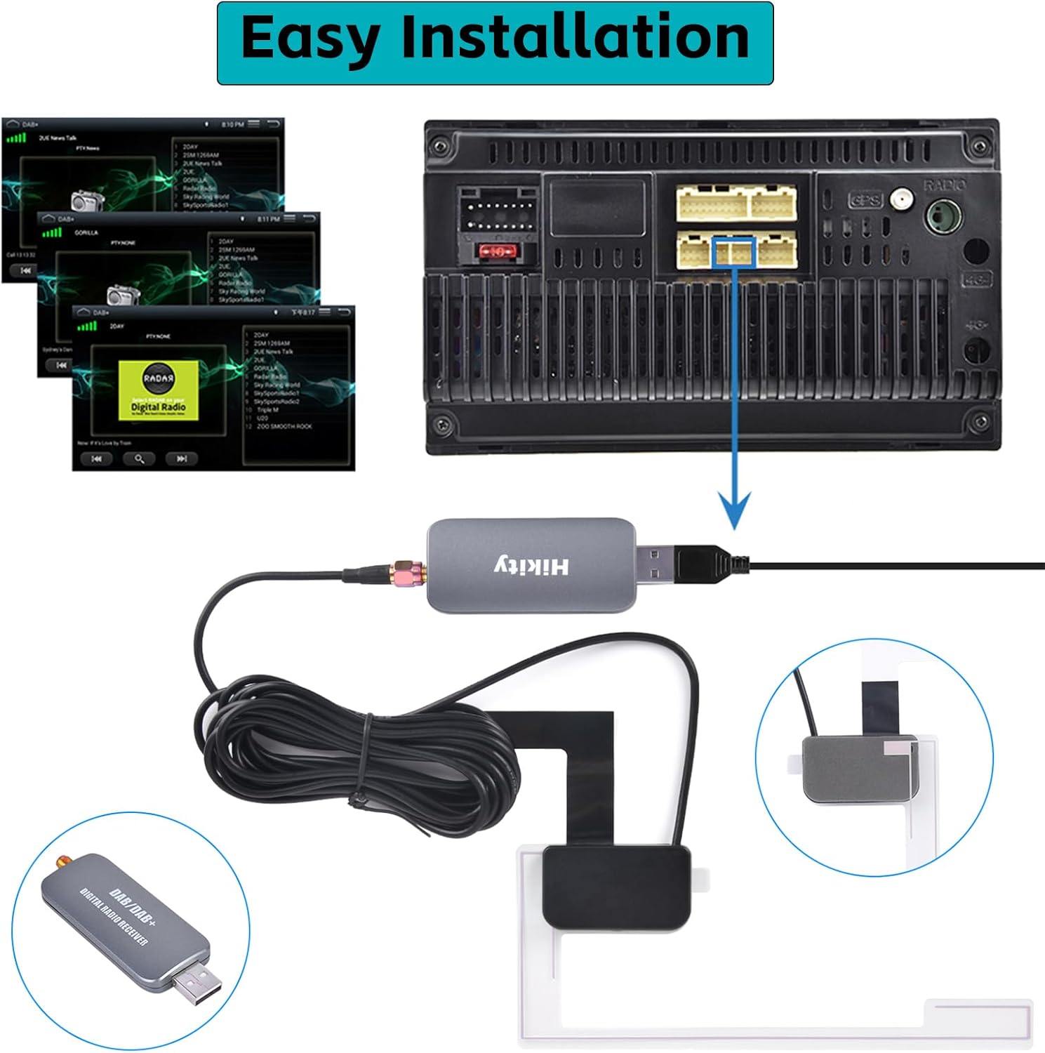 Hikity DAB/DAB+ Adattatore USB 2.0 per Autoradio - immagine 4