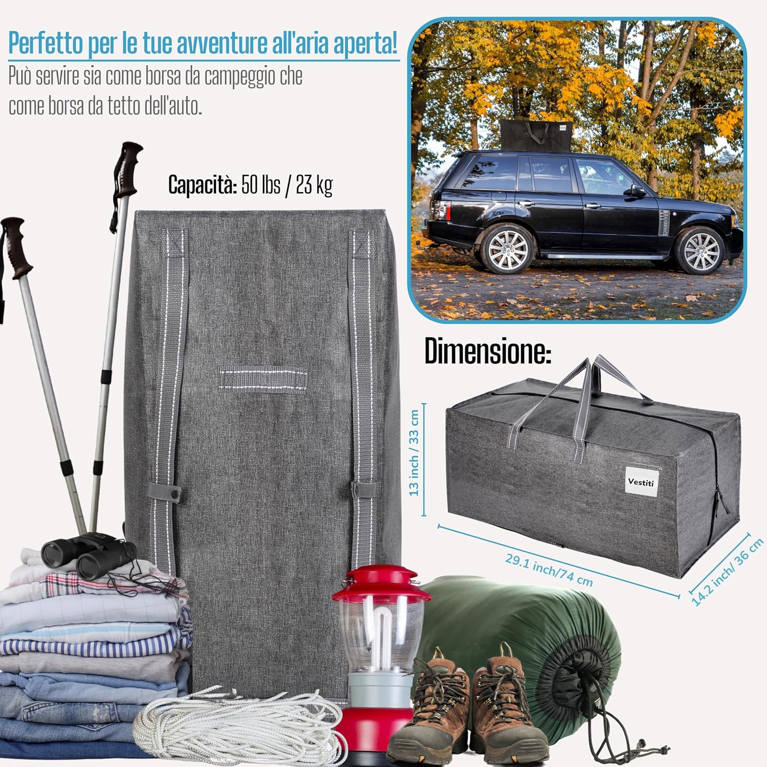 Veno Set 6 Borse da Trasloco Extra Large, Grigio - immagine 6