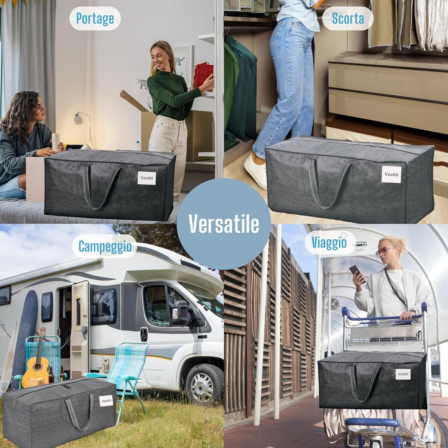 Veno Set 6 Borse da Trasloco Extra Large, Grigio - immagine 7