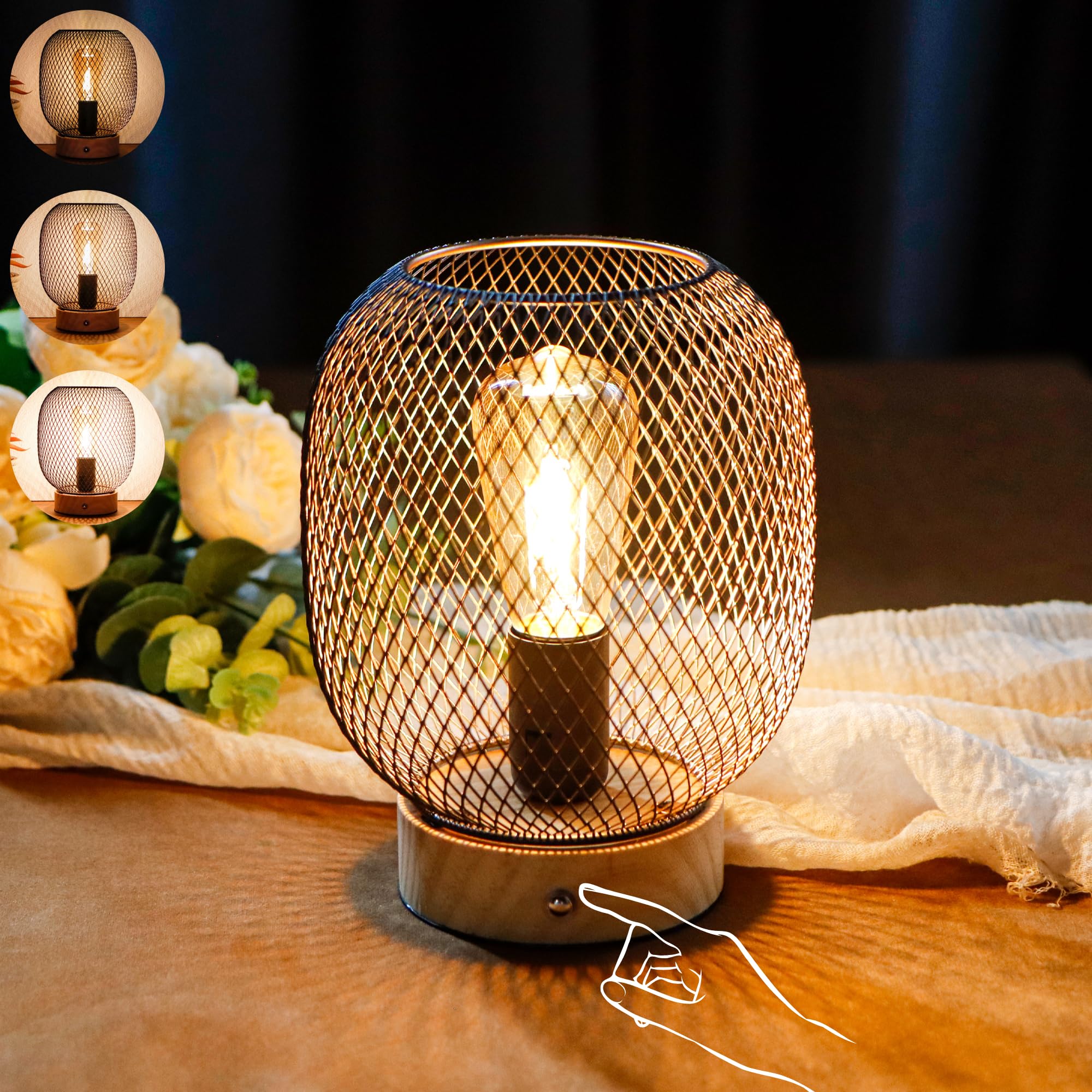 JHY DESIGN Lampada da Comodino Touch in Metallo