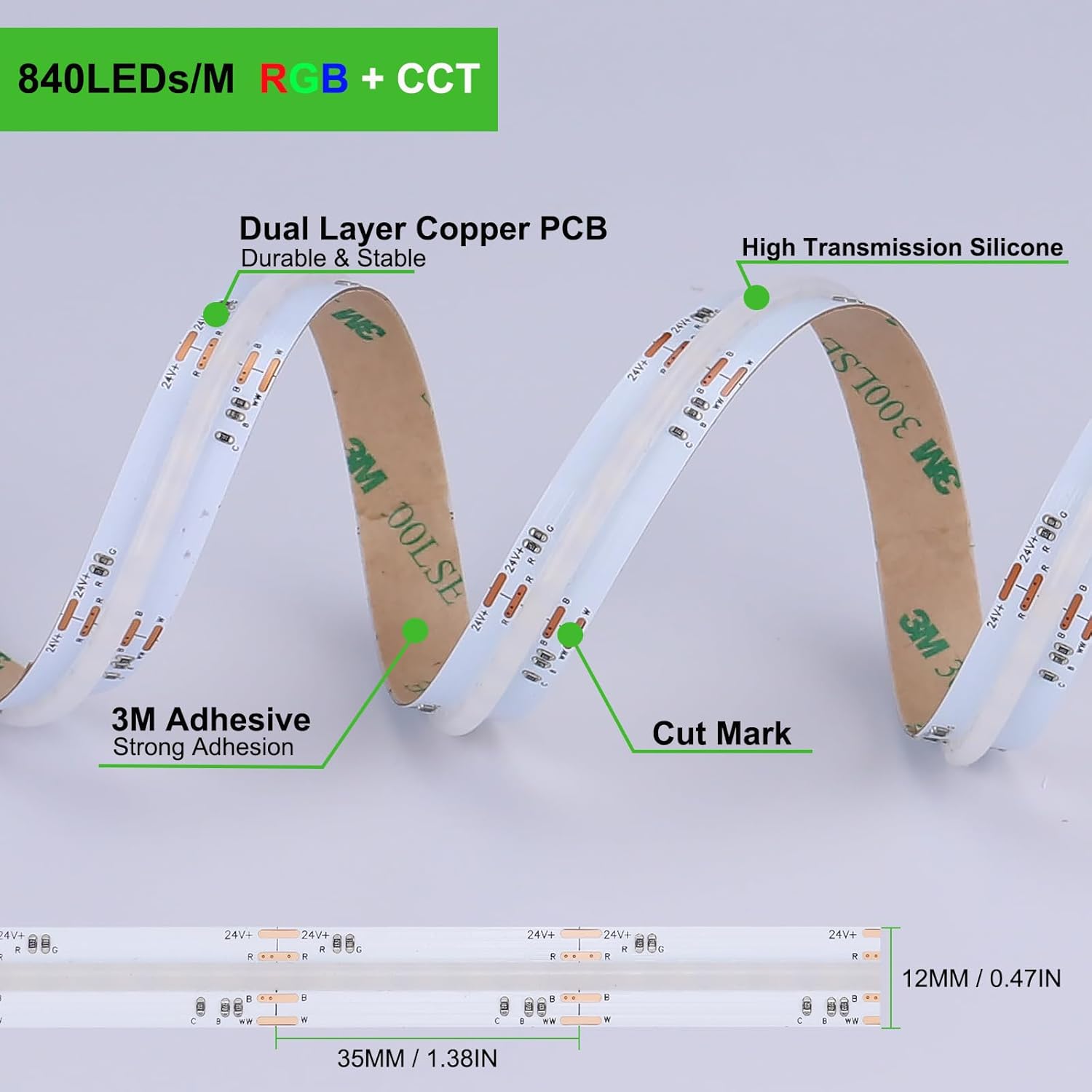 Joylit RGBCCT Striscia LED COB 24V 5M - immagine 2