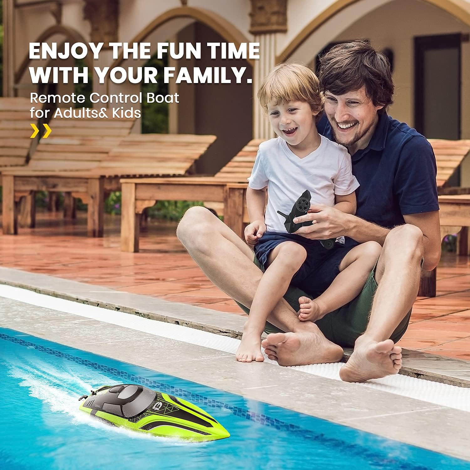 DEERC Barca RC con Luci LED 2.4GHz, 20+ MPH - immagine 6