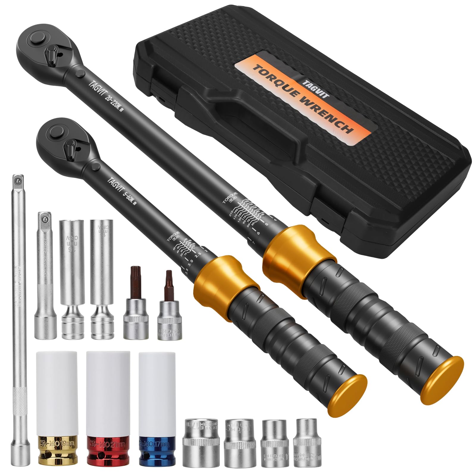 Tagvit Chiave Dinamometrica 1/2" & 3/8" 15 Pezzi