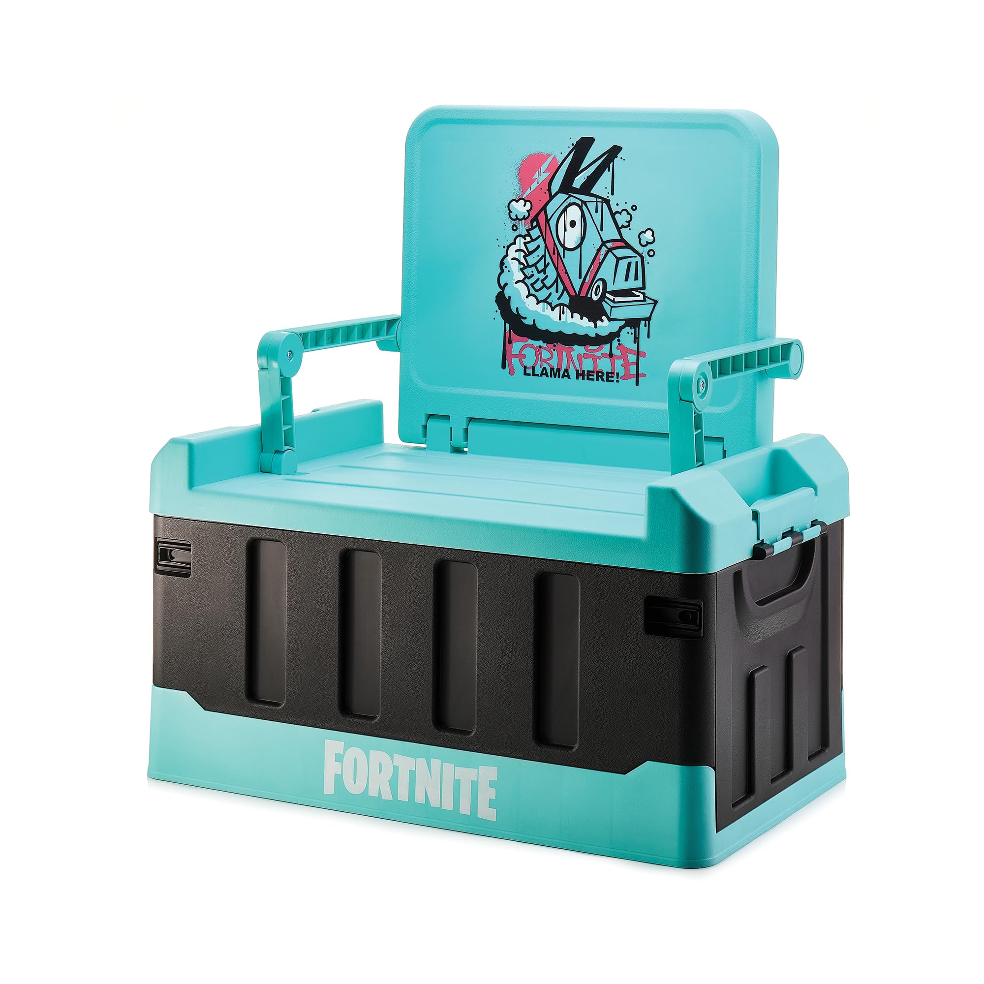 Numskull Fortnite Scatola Portaoggetti 2-in-1 e Sedia Pieghevole – Organizzatore con Coperchio e Maniglie per Camerette – Merchandising Ufficiale Fortnite