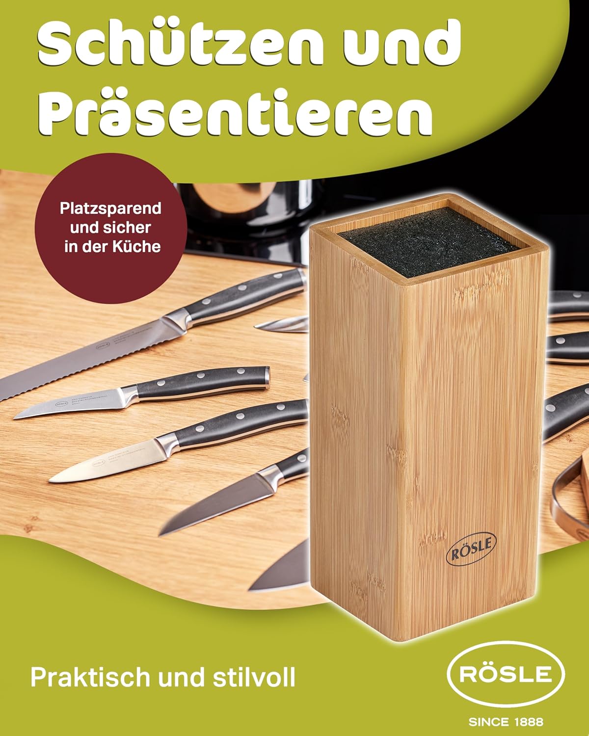 Rösle CUISINE Ceppo Portacoltelli 7 Pezzi in Bambù - immagine 7