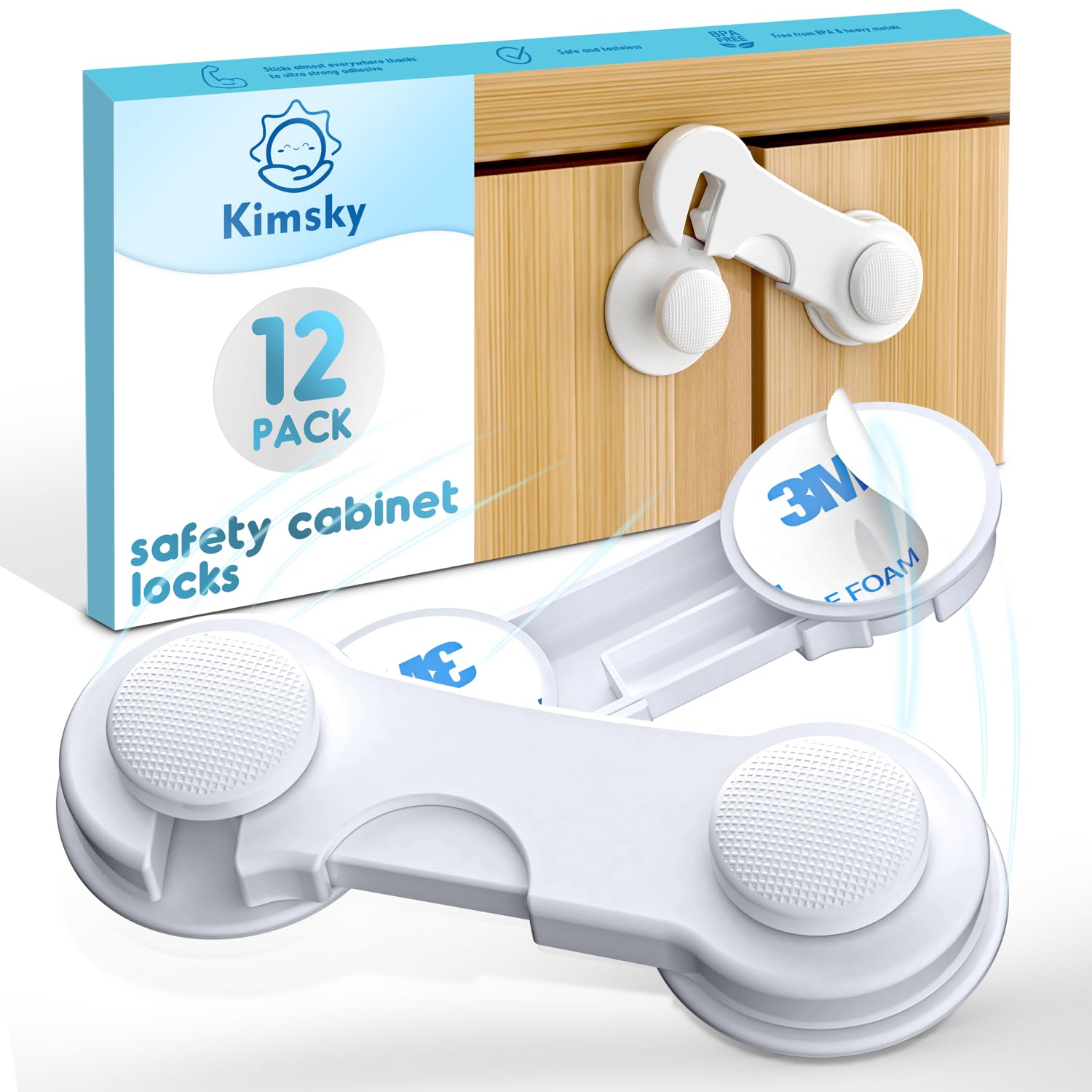 Kimsky Chiudi Cassetti Bambini 12 Pezzi, Bianca