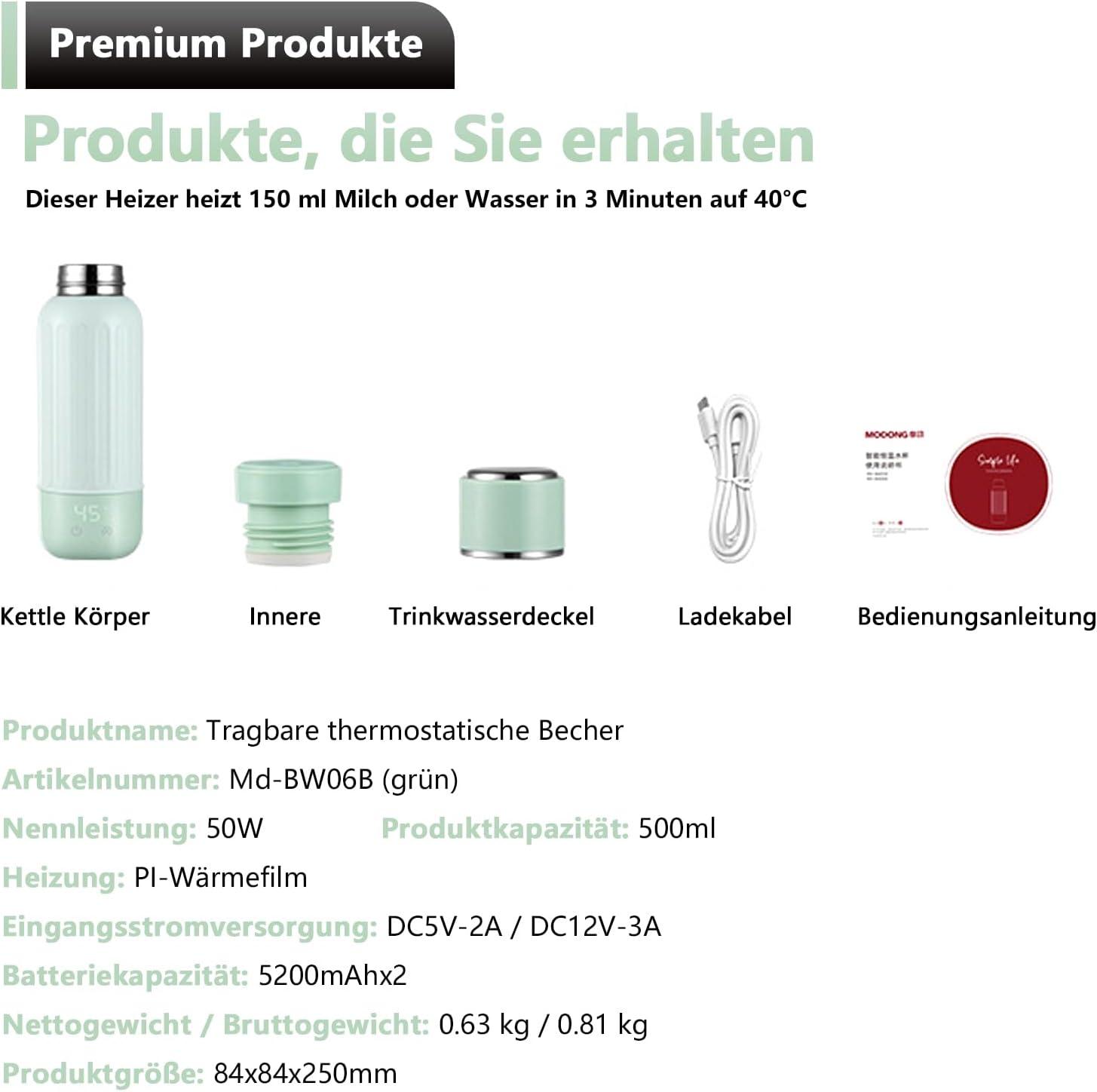 Scaldabraccia Portatile 500ml con USB-C 50W - immagine 2