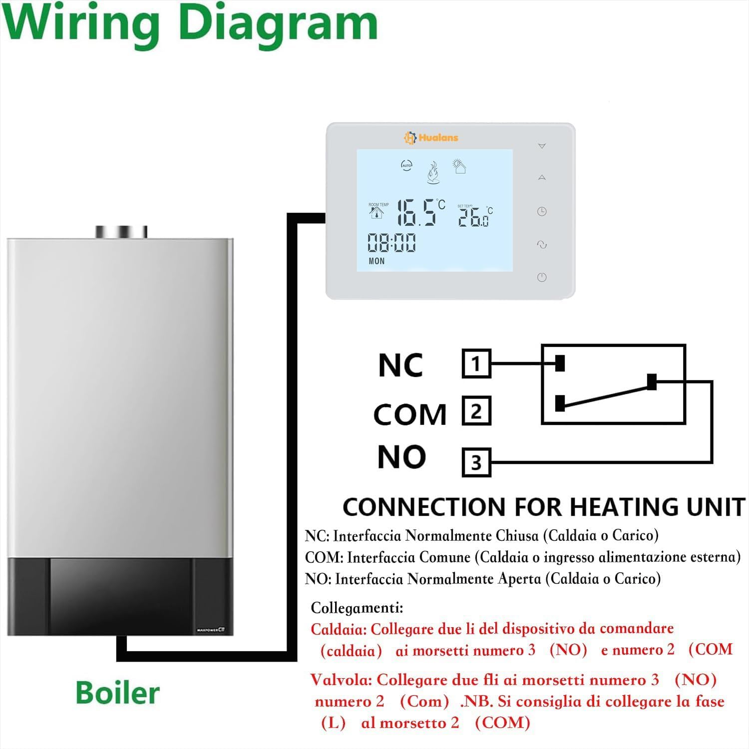 Termostato Ambiente Programmabile 2 Fili per Caldaia a Gas - immagine 5