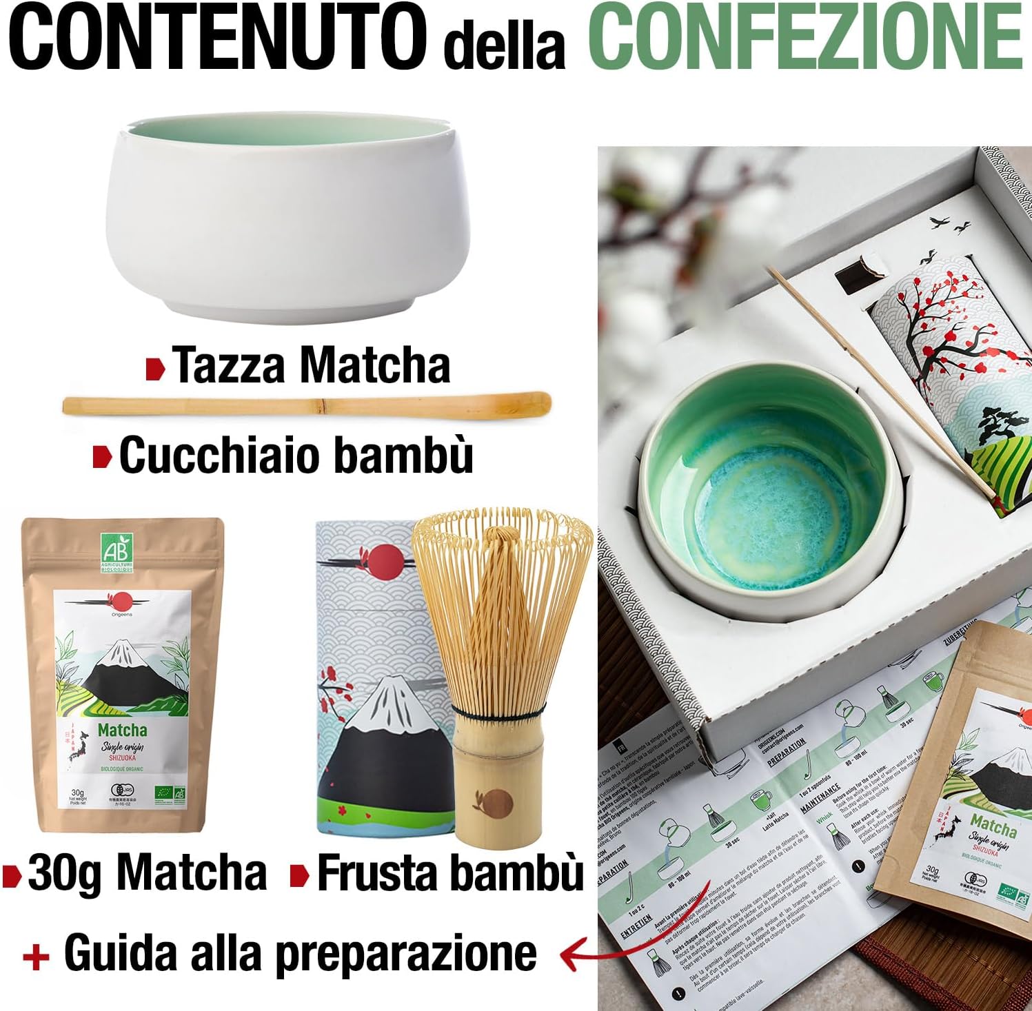 Origeens MATCHA KIT con Frusta e Tazza in Ceramica - immagine 1