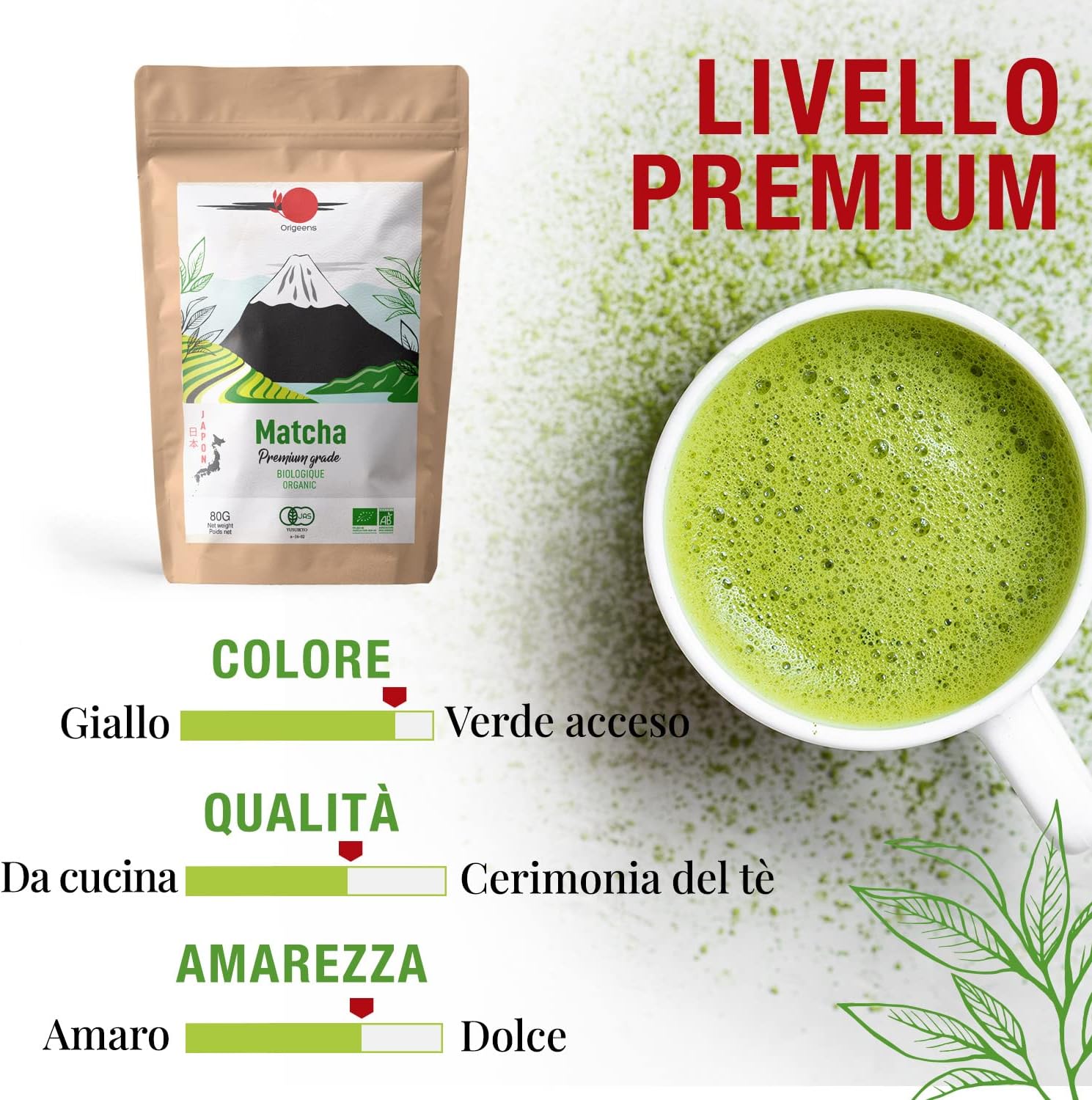 Origeens MATCHA KIT con Frusta e Tazza in Ceramica - immagine 7