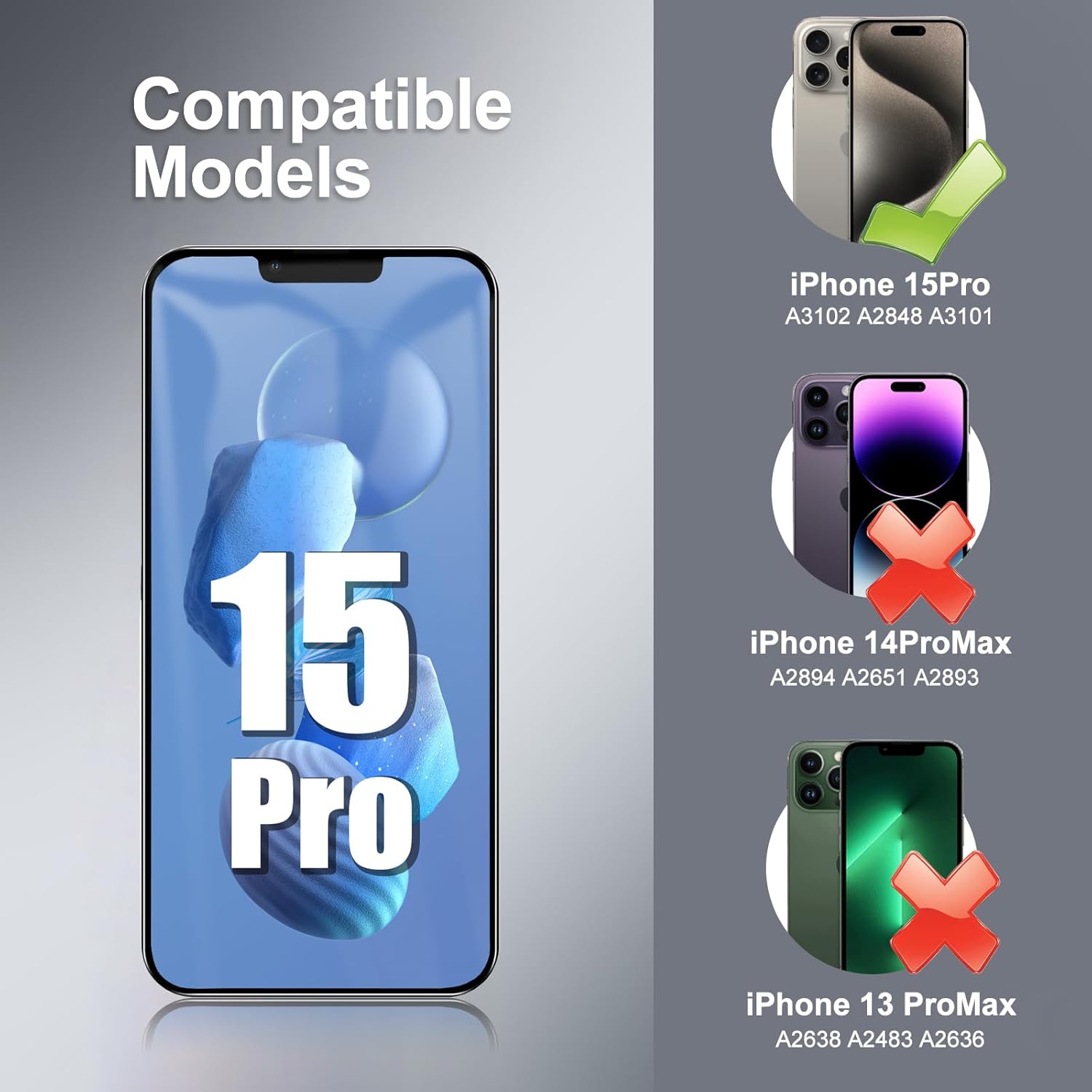 DTD Schermo LCD di Ricambio per iPhone 15 Pro 6.1" - immagine 2