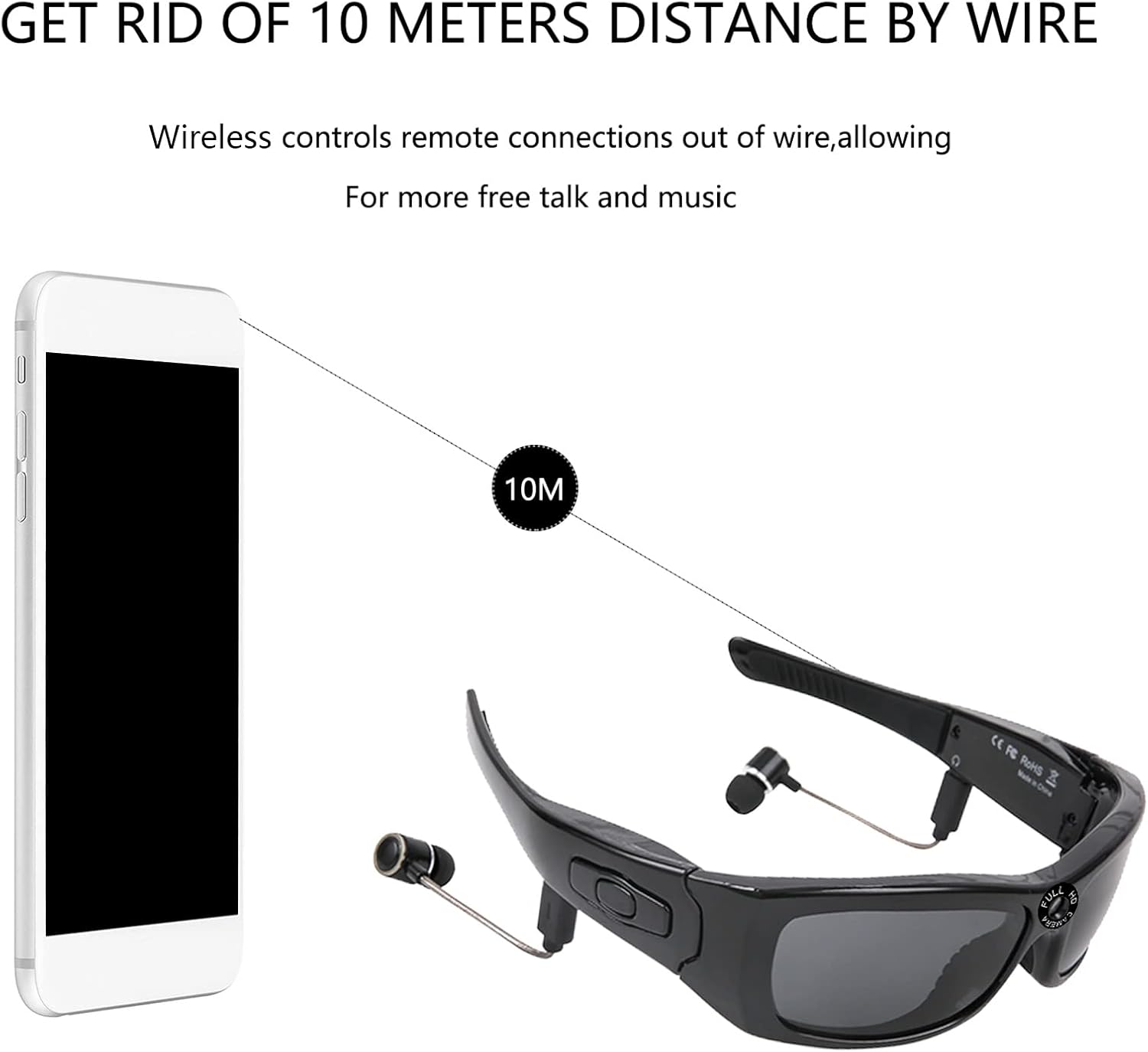 Occhiali da Sole Bluetooth con Videocamera HD 1080P - immagine 5