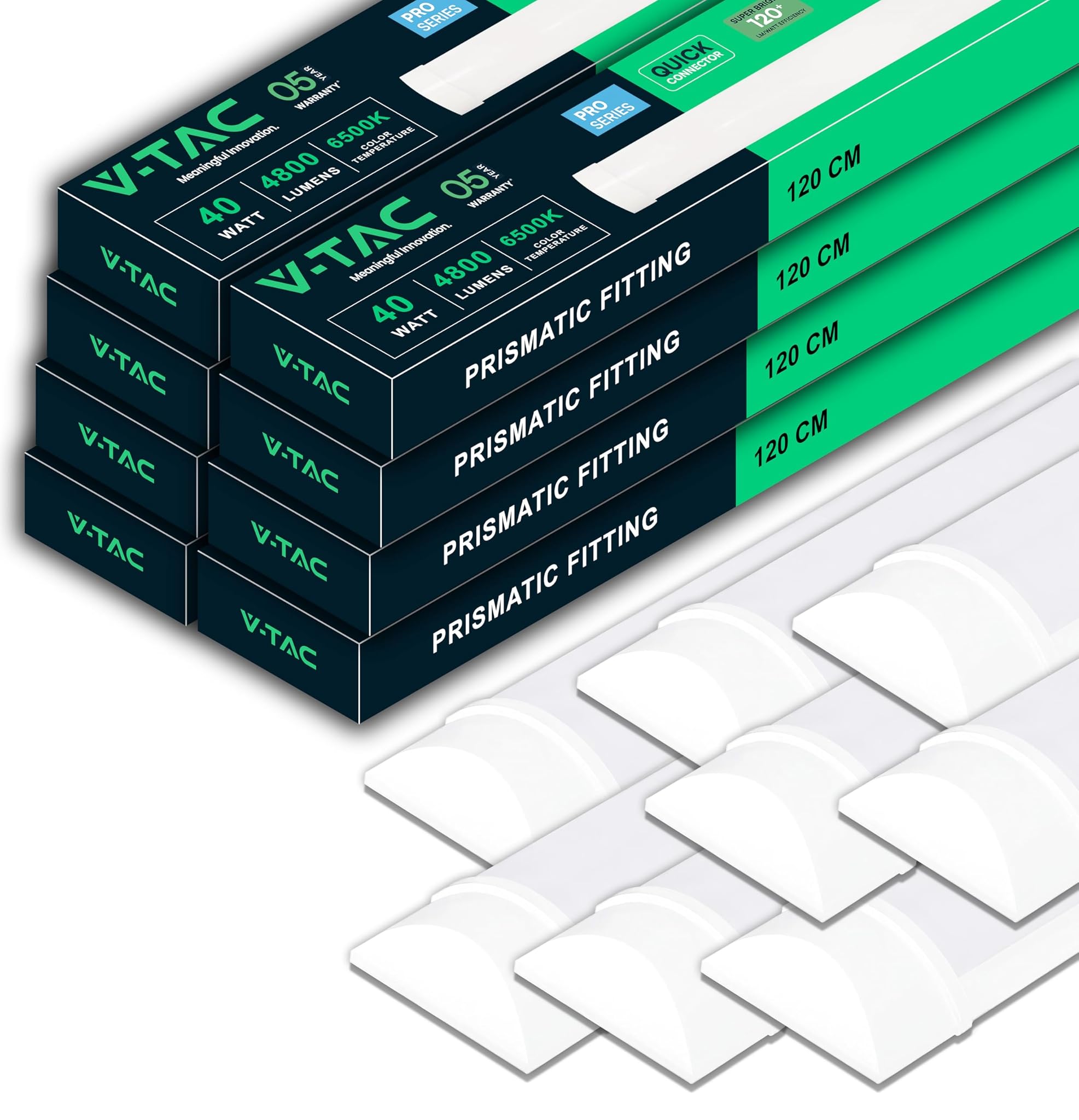 V-tac 8x Plafoniere LED Lineari 120 CM 40W 6400K