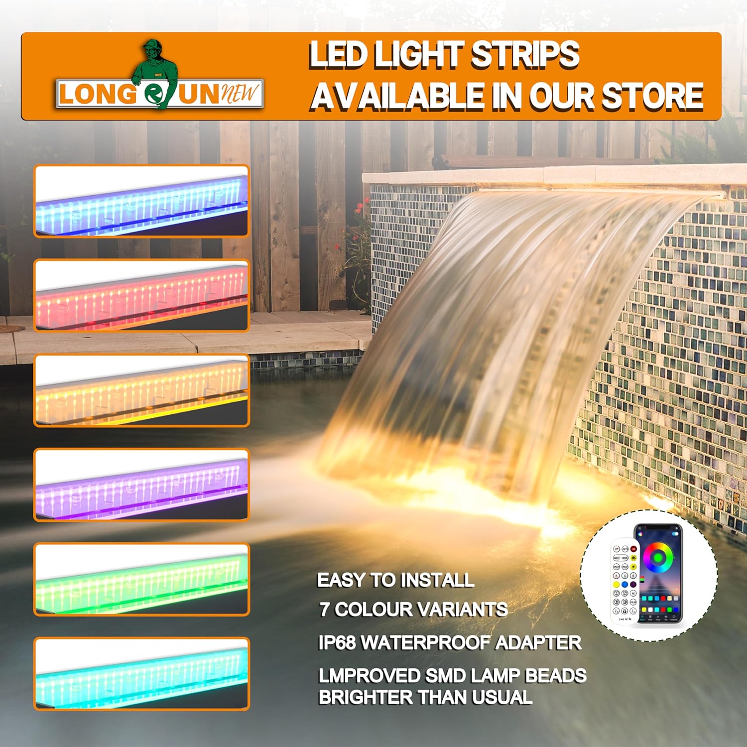 Longrunnew Kit Cascata Artificiale 30cm in Acrilico - immagine 4